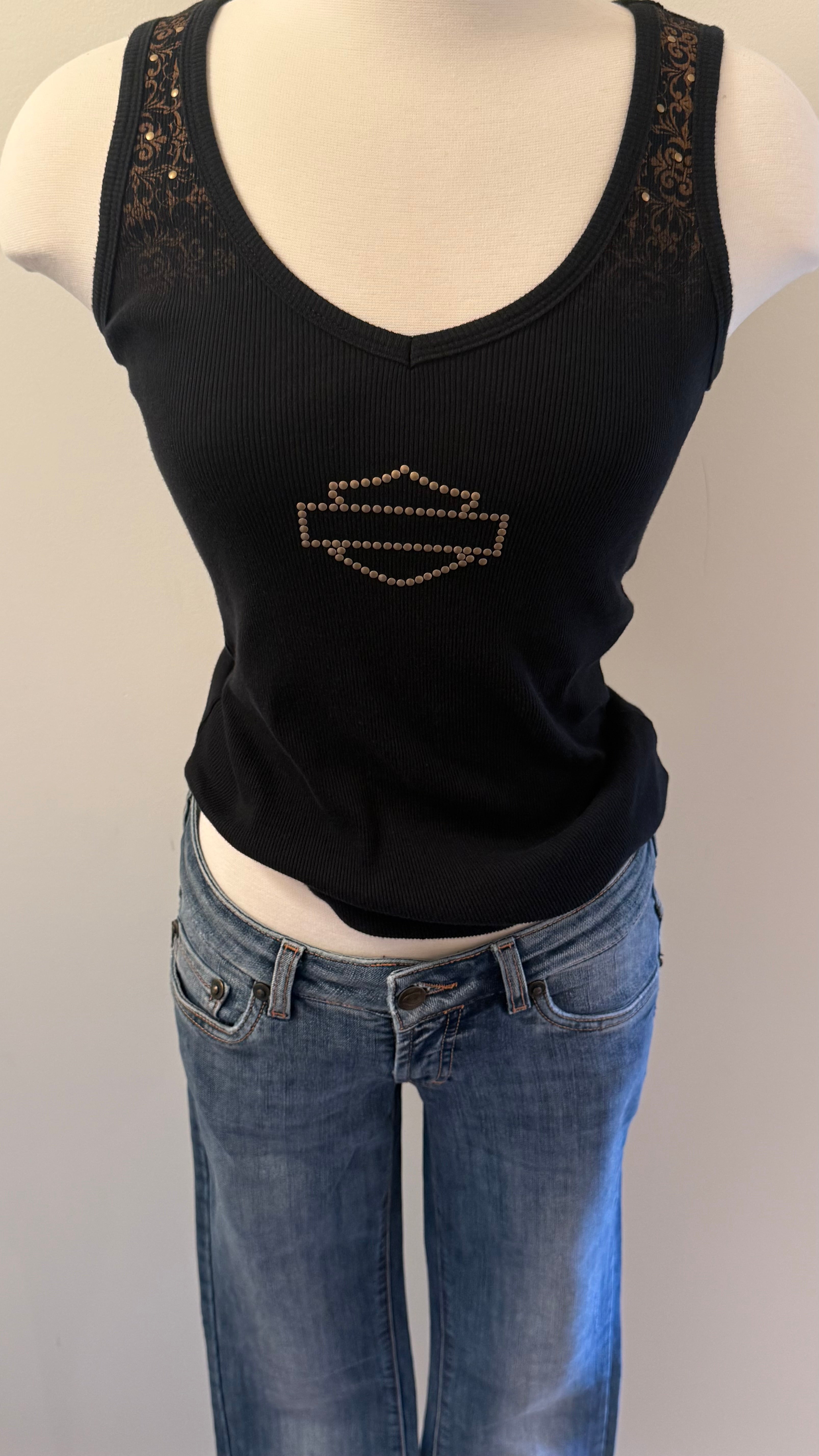 Harley Gold Studded Logo Tank - Medium