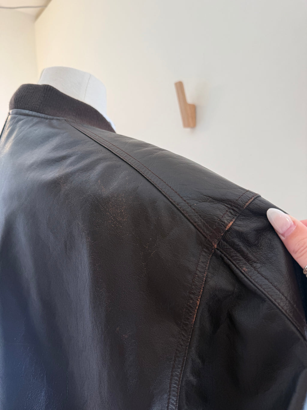 "Weekends" Leather Bomber Jacket - Large