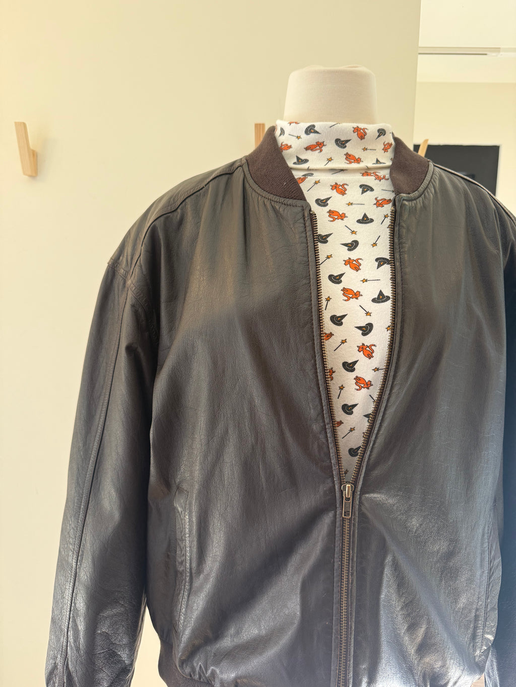 "Weekends" Leather Bomber Jacket - Large