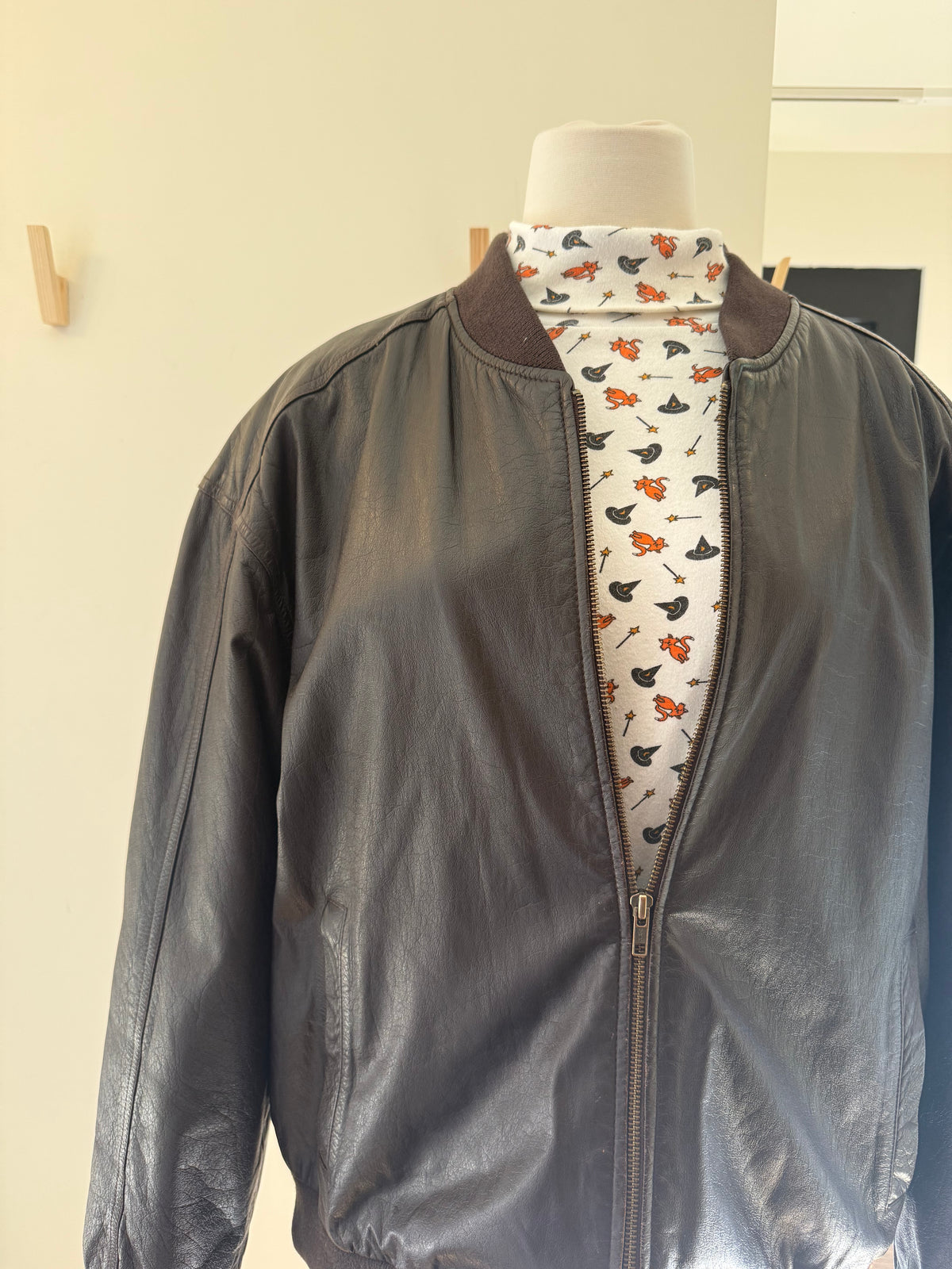 "Weekends" Leather Bomber Jacket - Large