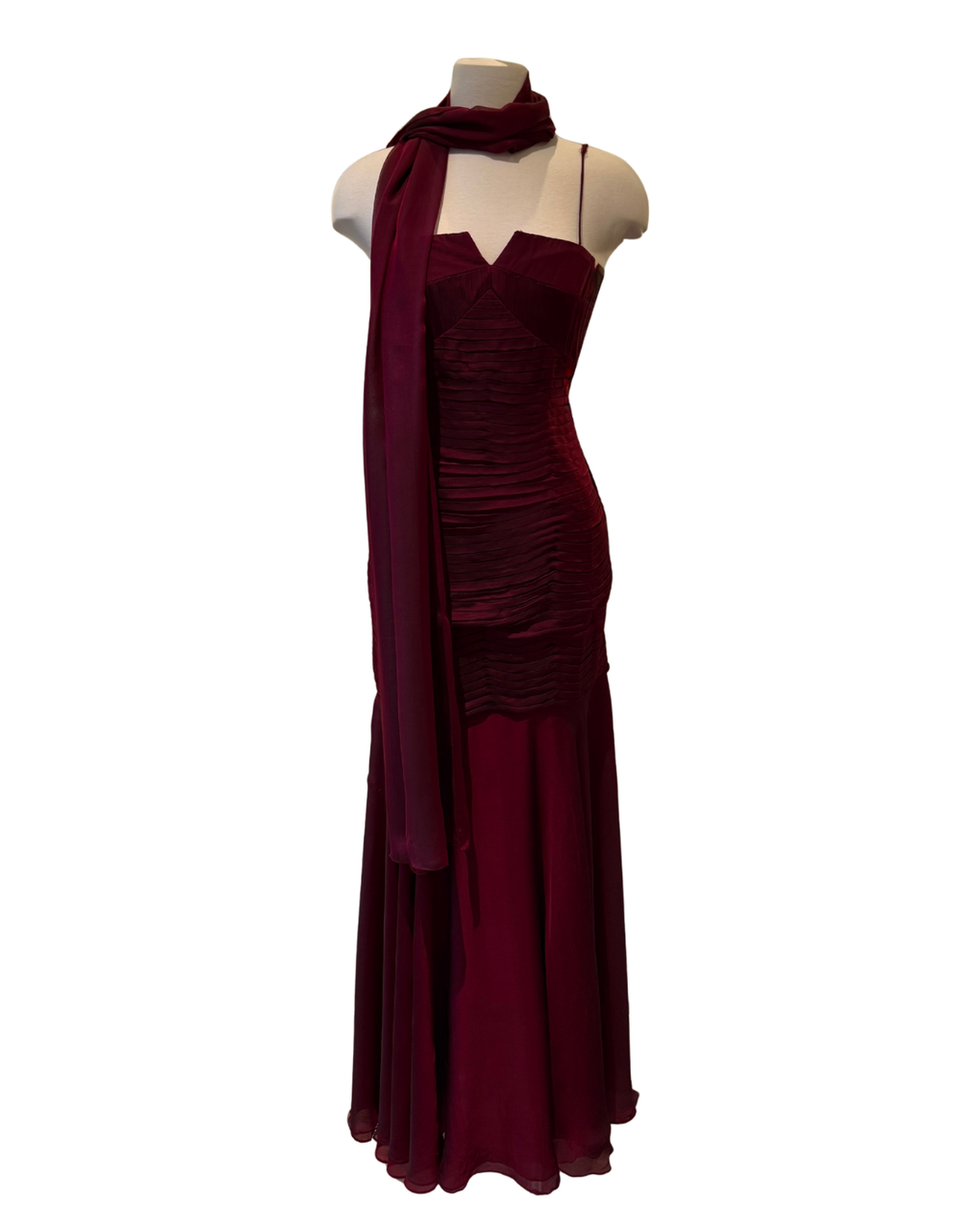 100% Silk Wine Elegant Dress - Size 2