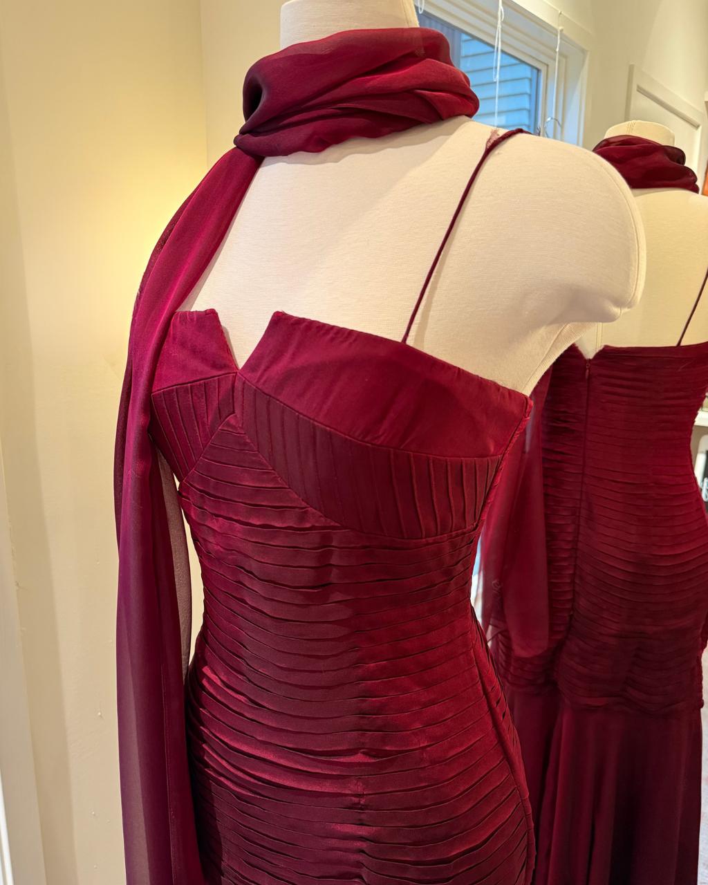 100% Silk Wine Elegant Dress - Size 2