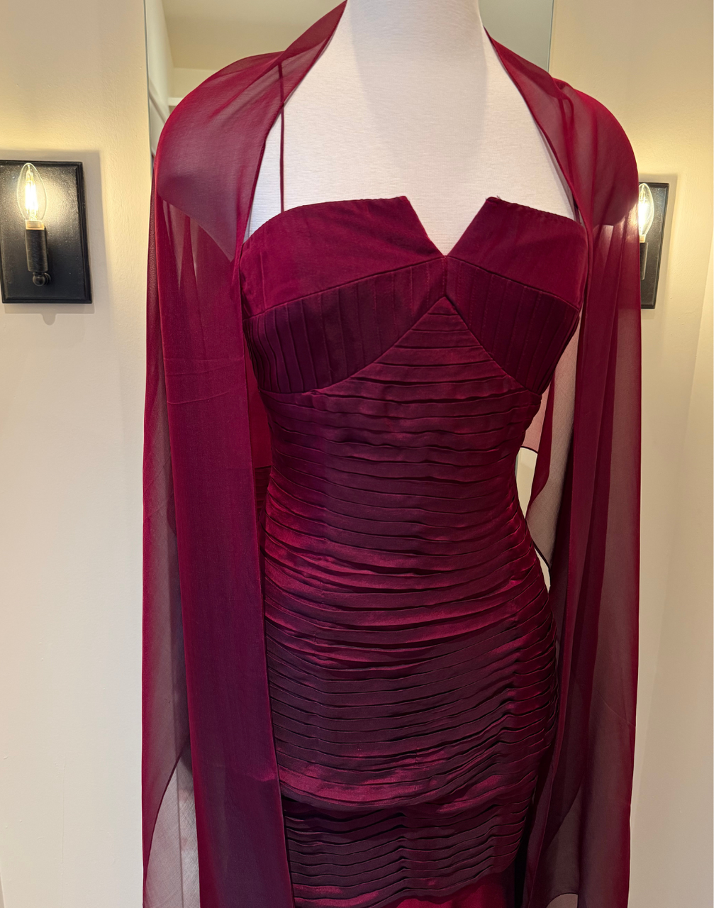 100% Silk Wine Elegant Dress - Size 2