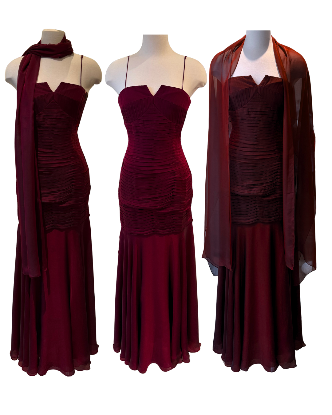 100% Silk Wine Elegant Dress - Size 2