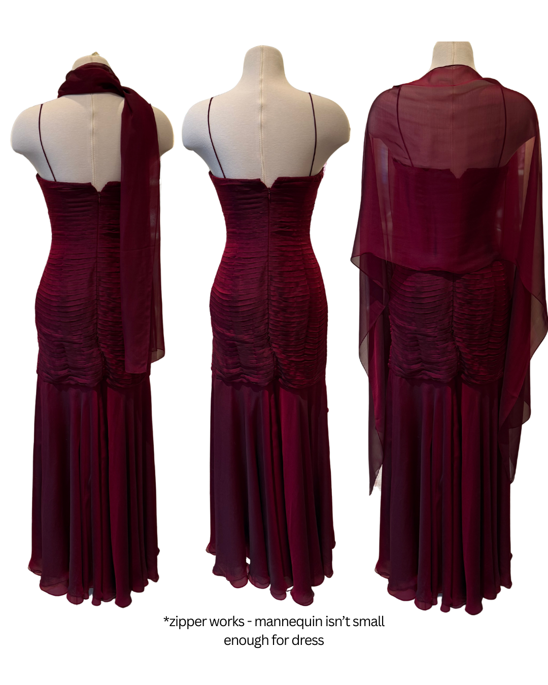 100% Silk Wine Elegant Dress - Size 2
