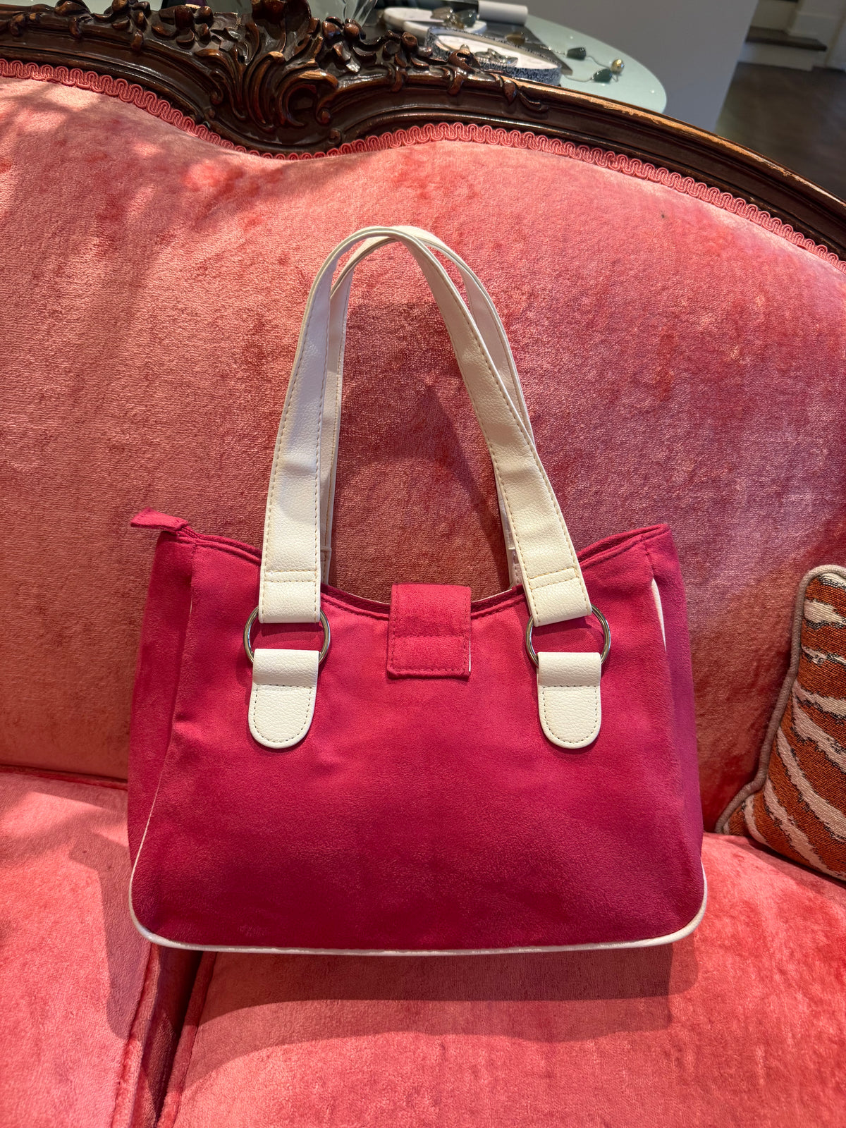 Pink & White Tassle Bag