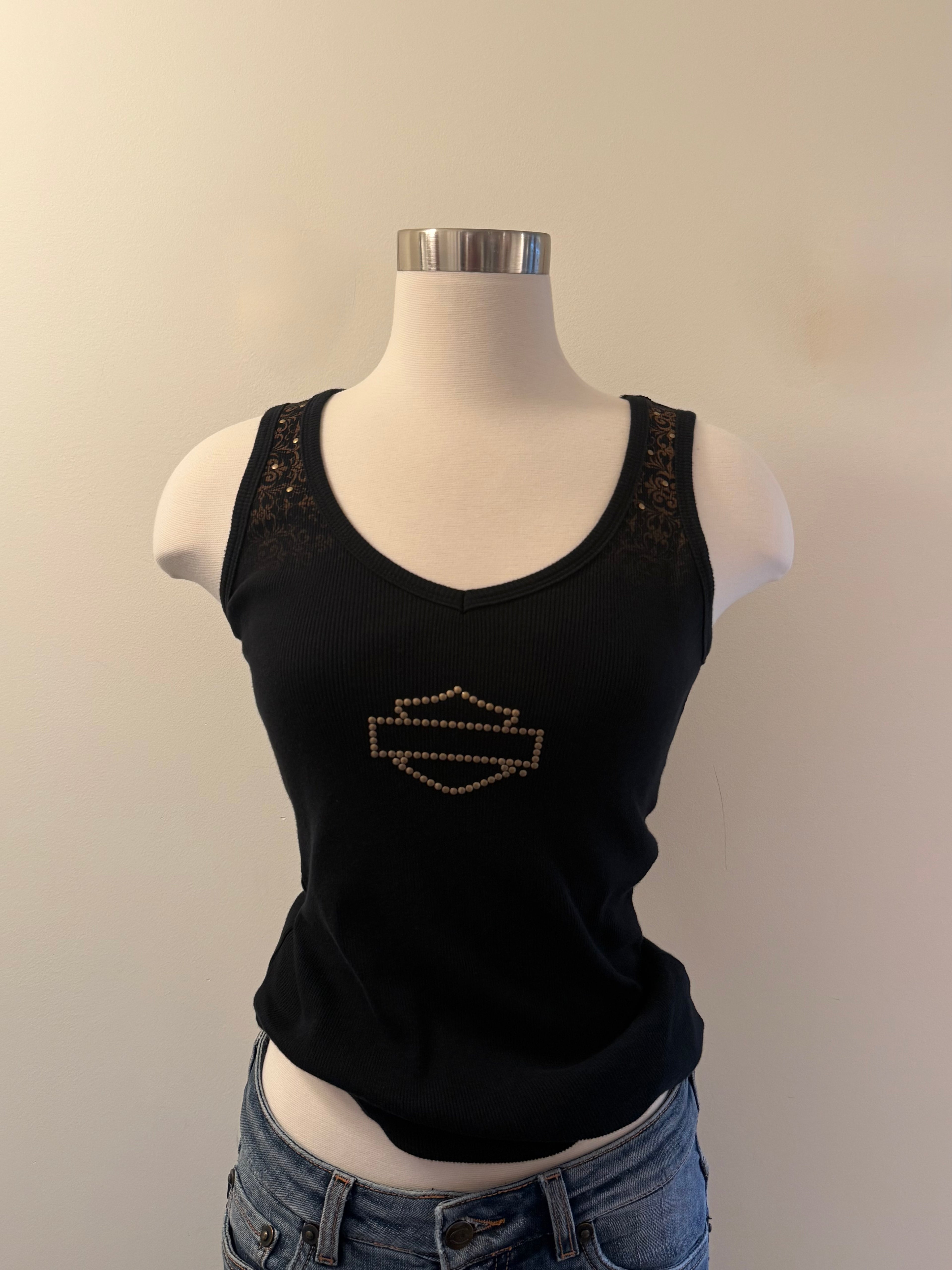 Harley Gold Studded Logo Tank - Medium