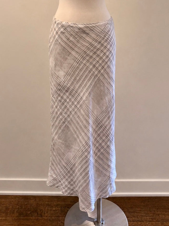 100% Linen Plaid Maxi Skirt - Size 4