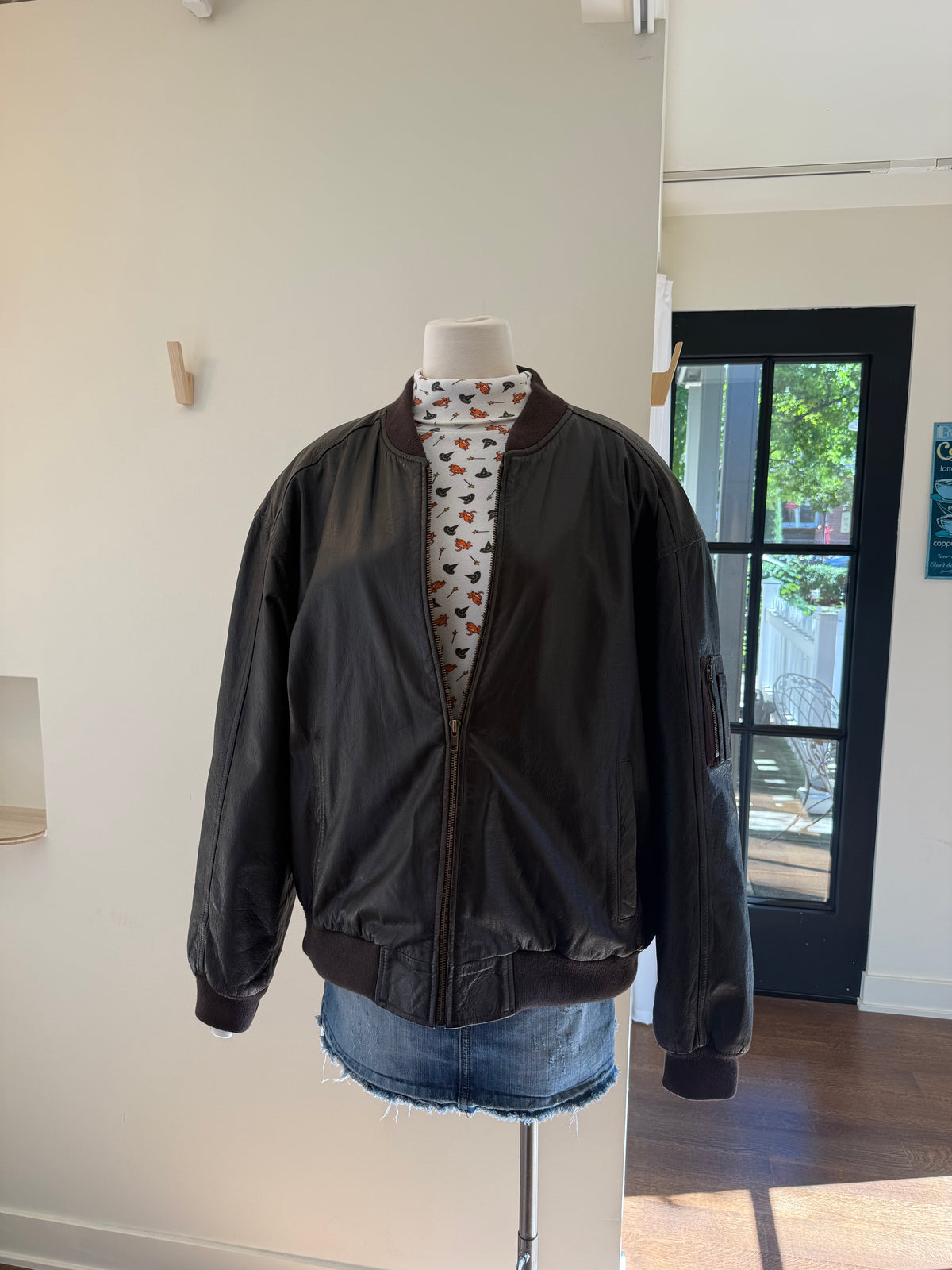 "Weekends" Leather Bomber Jacket - Large