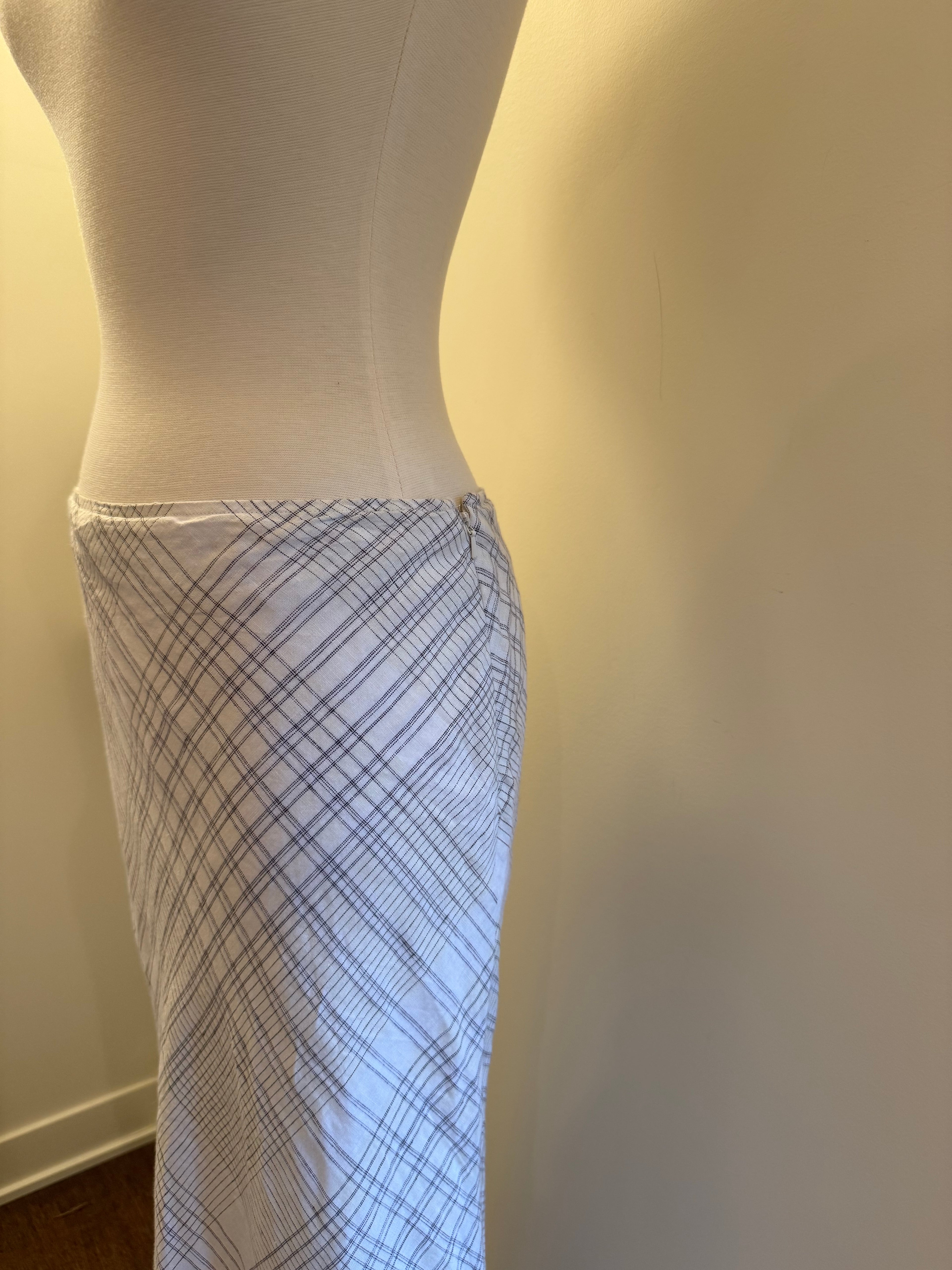 100% Linen Plaid Maxi Skirt - Size 4