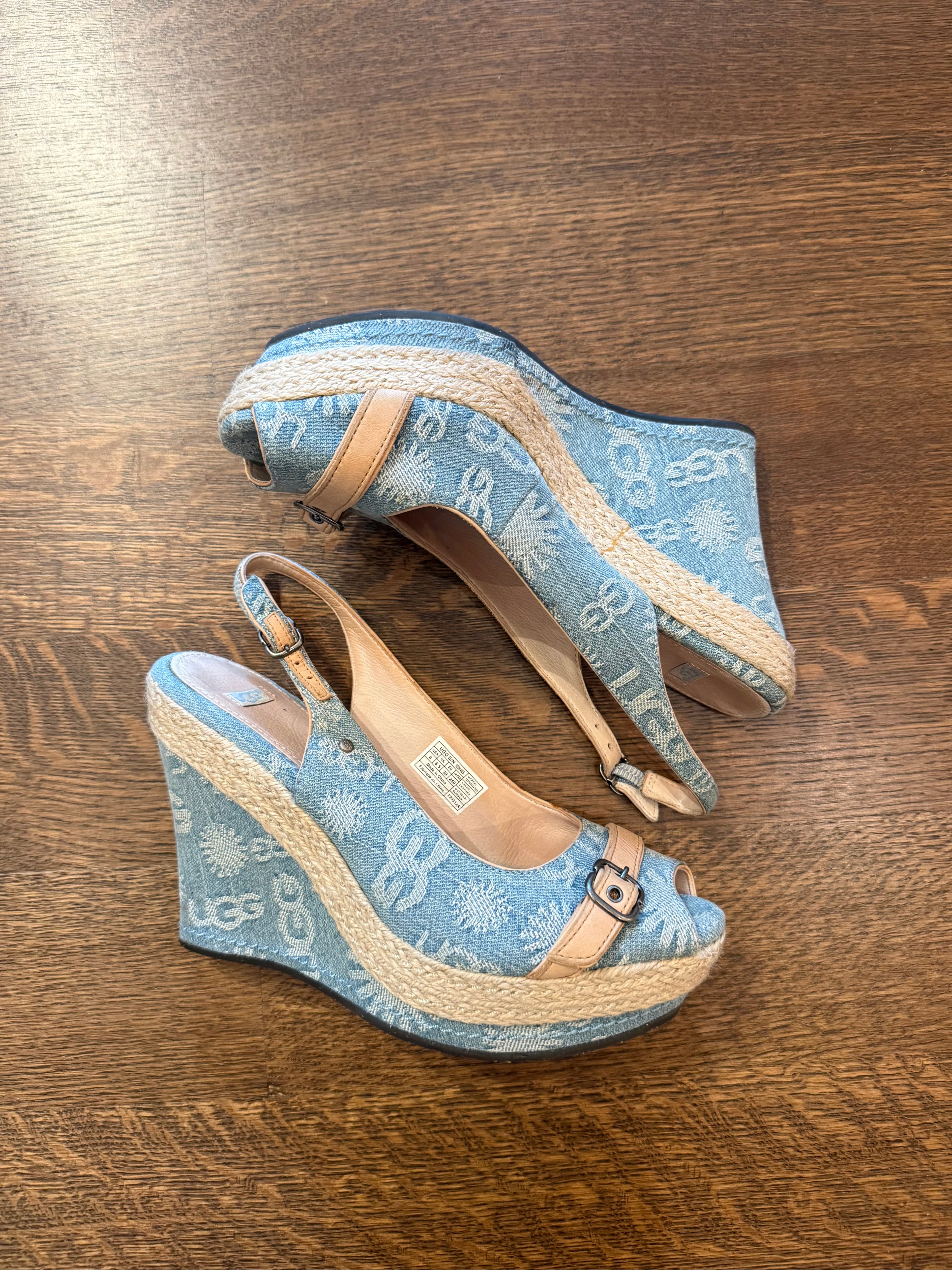 UGG Noella Denim Wedge - Size 8