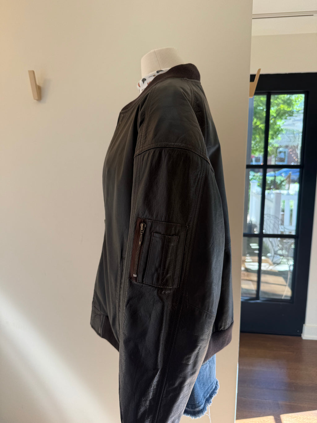 "Weekends" Leather Bomber Jacket - Large