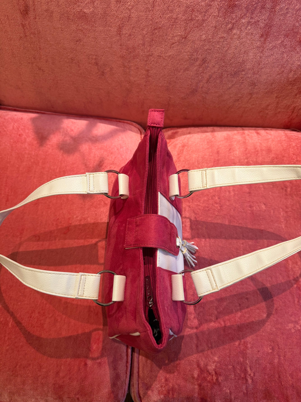 Pink & White Tassle Bag