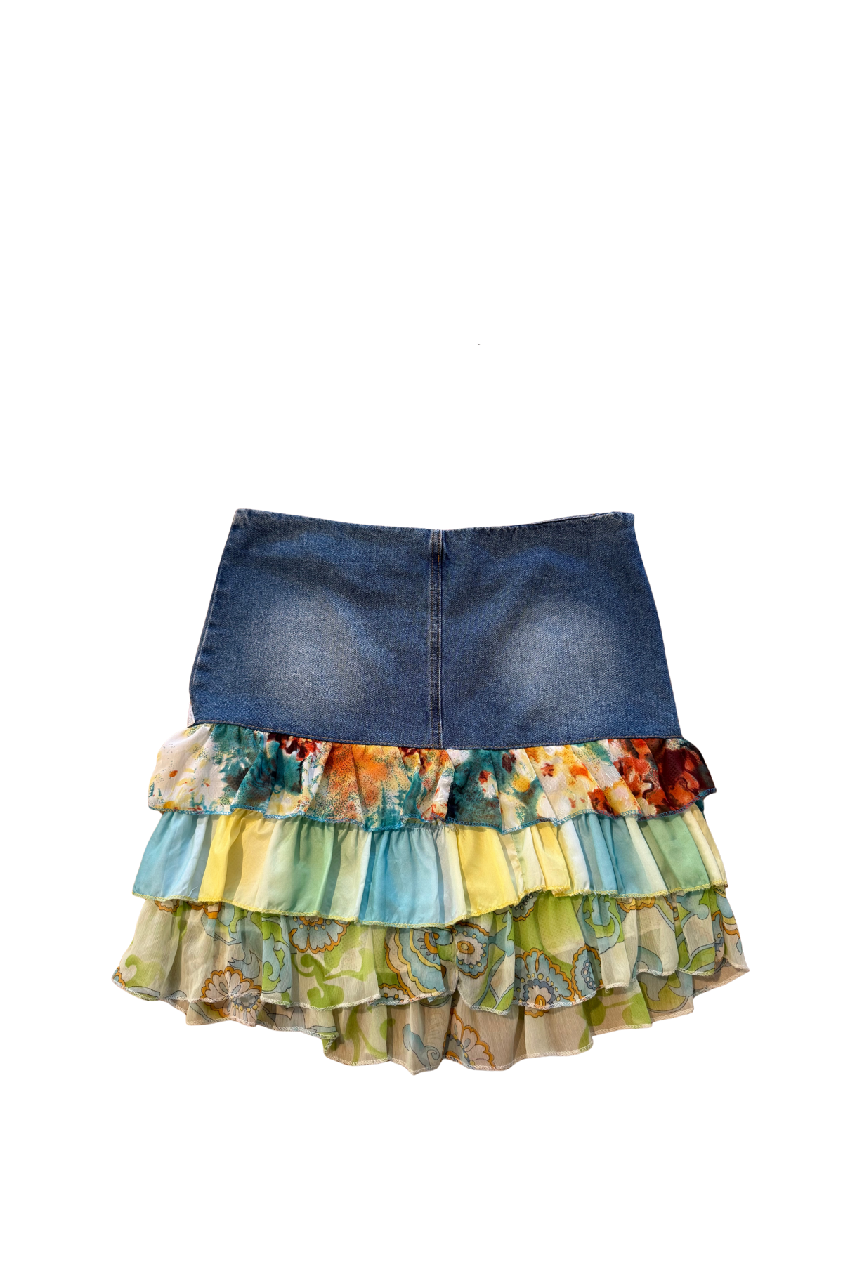 Denim Sheer Ruffle Skirt - Size 4/6