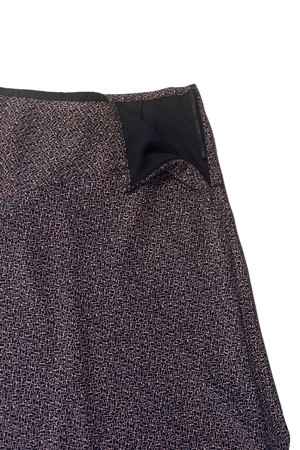 Black & Pink Knee Length Midi Skirt - Medium