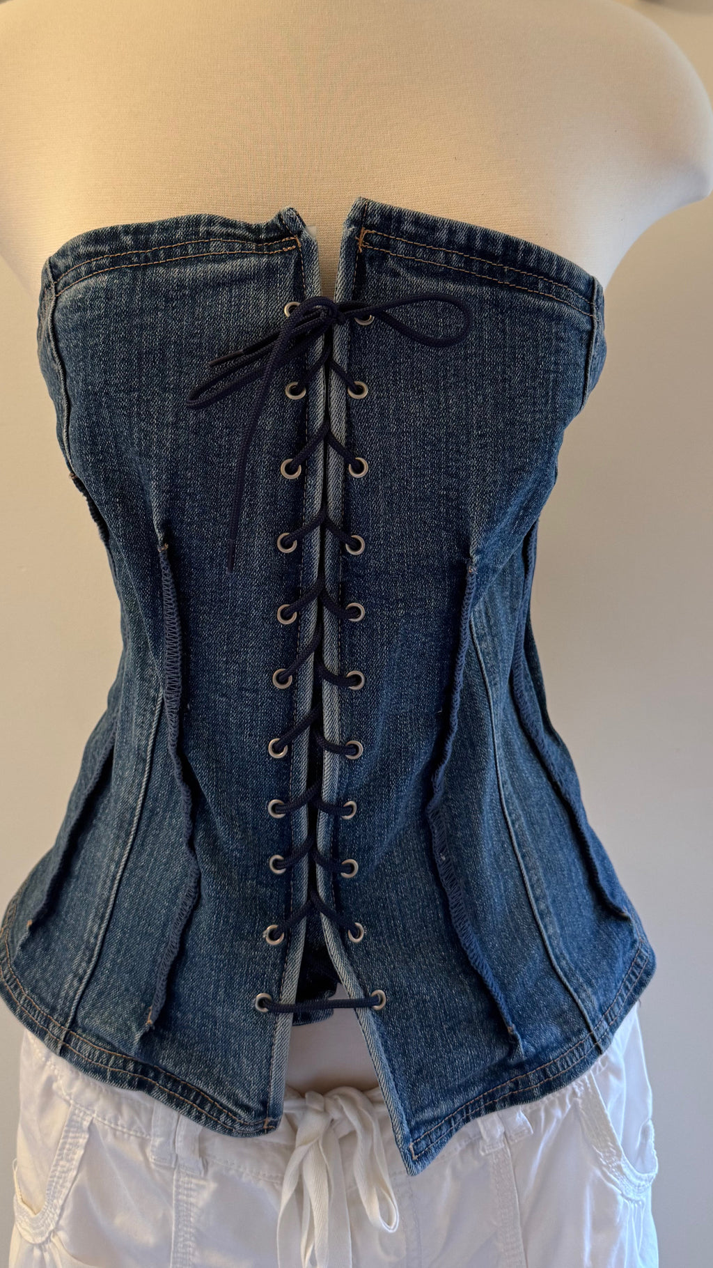 Denim Lace Up Corset - XL/XXL