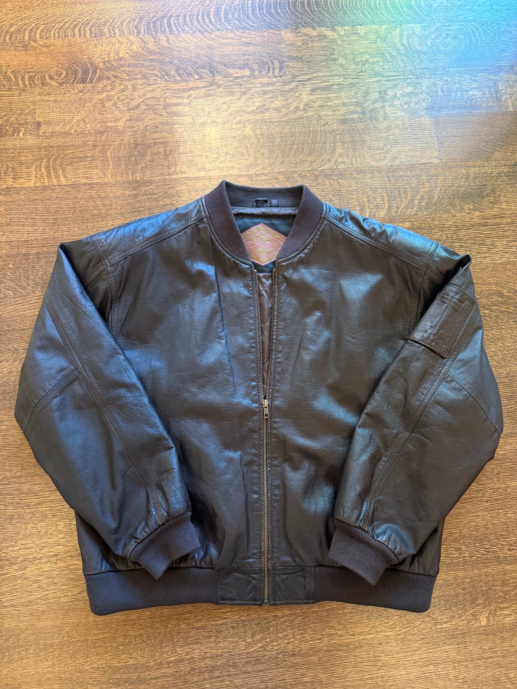 "Weekends" Leather Bomber Jacket - Large