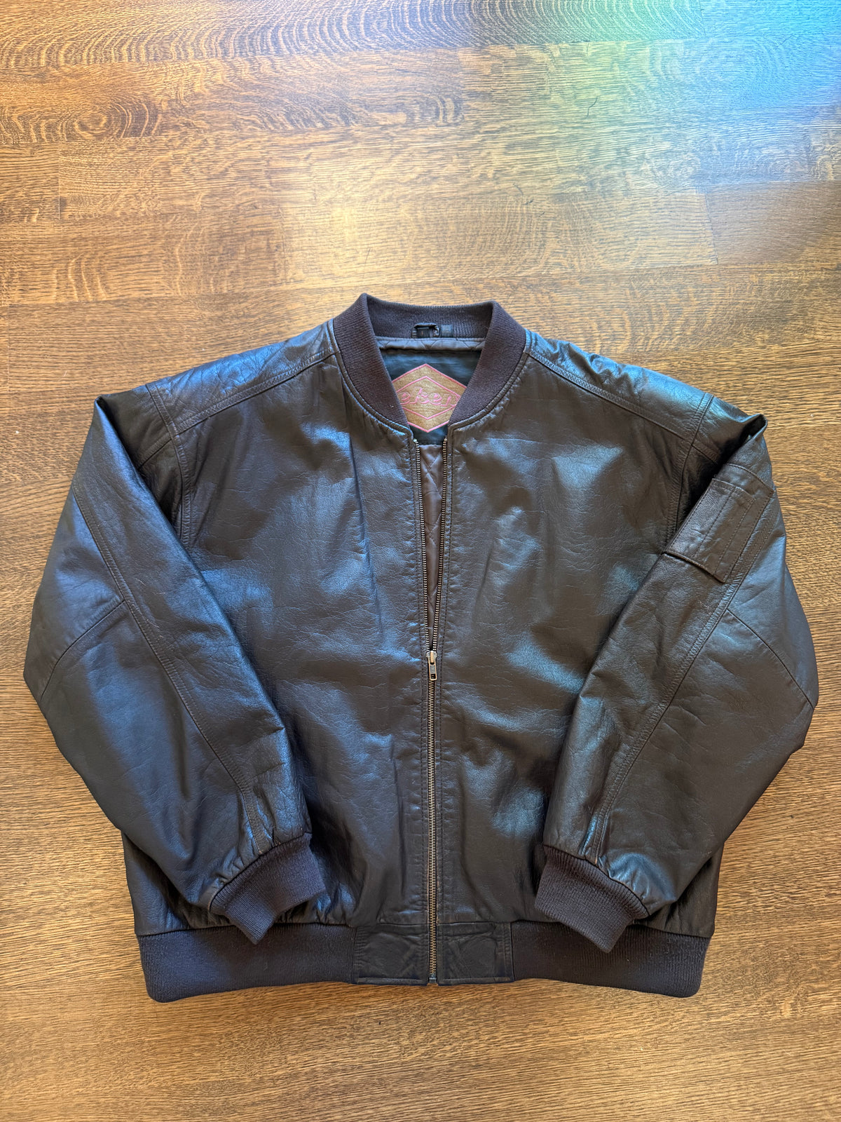 "Weekends" Leather Bomber Jacket - Large