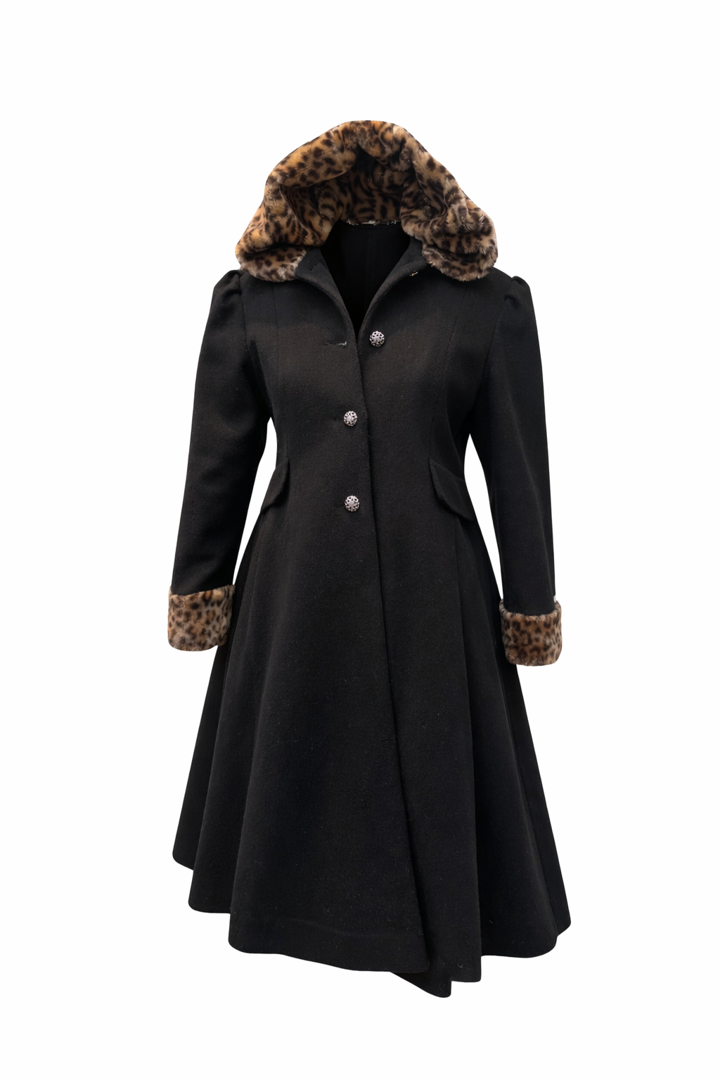 100% Wool Vintage Leopard Coat - XS