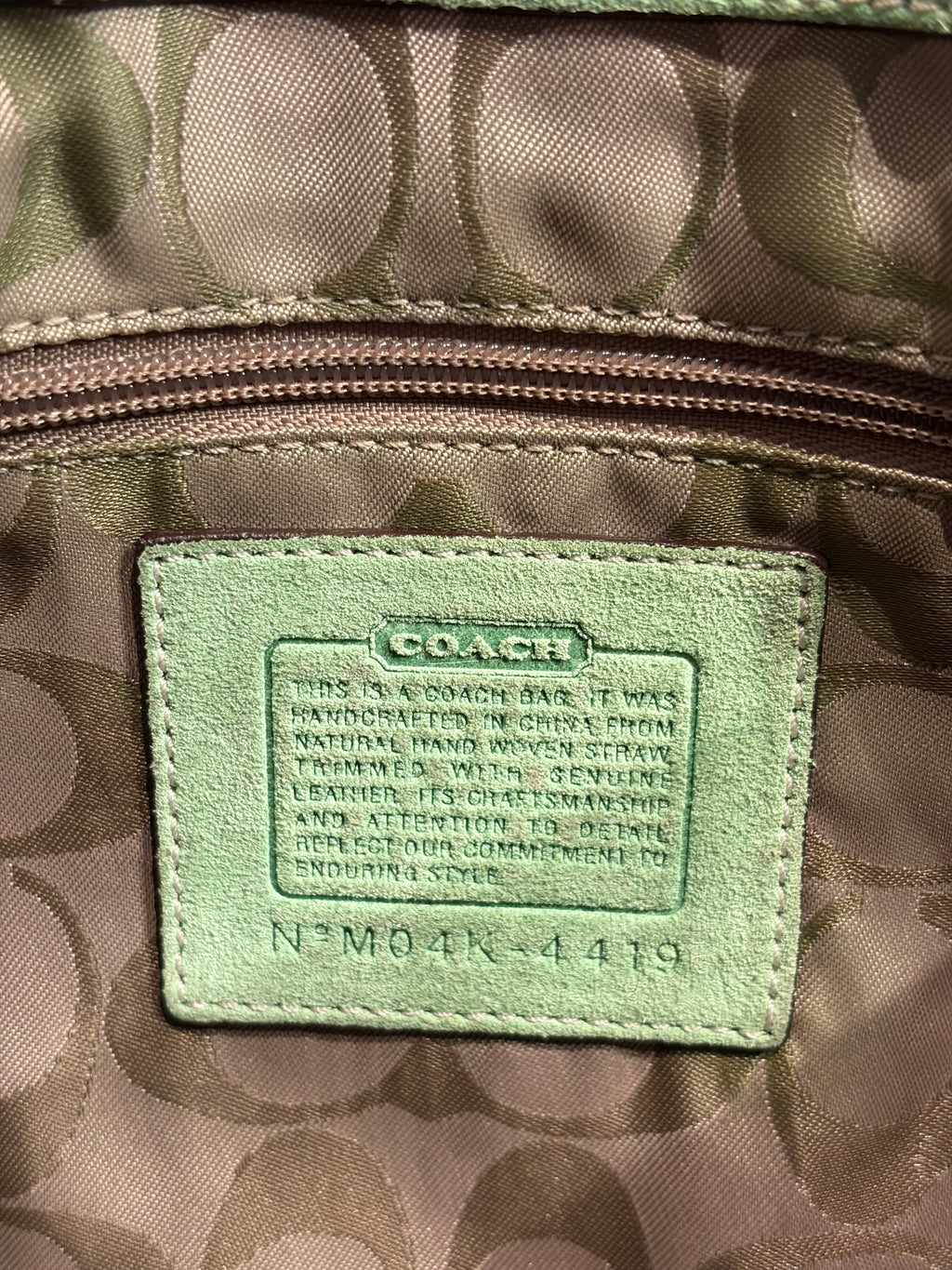 Coach 2004 Legacy Metallic Mint Wicker Basket Tote