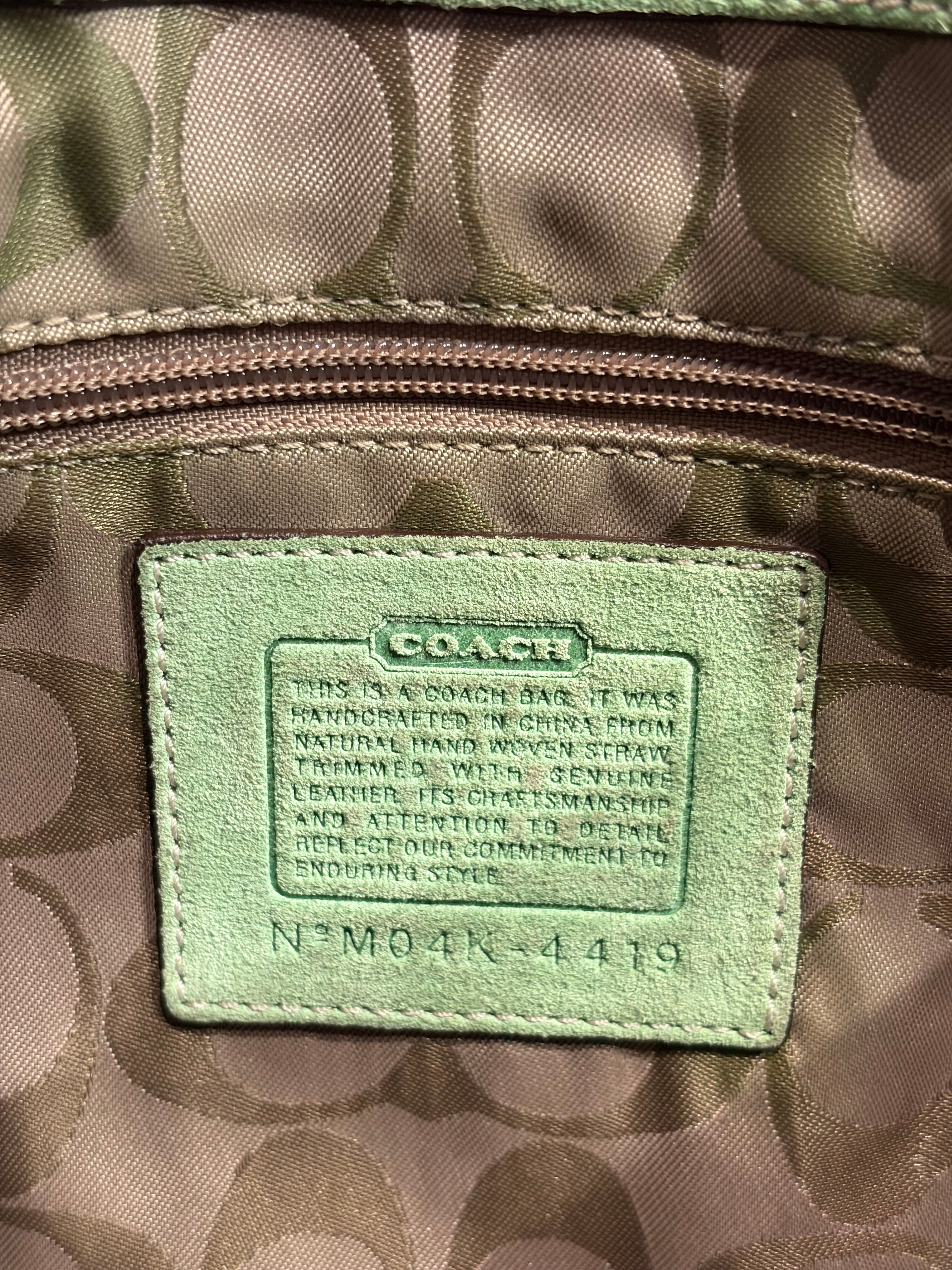 Coach 2004 Legacy Metallic Mint Wicker Basket Tote