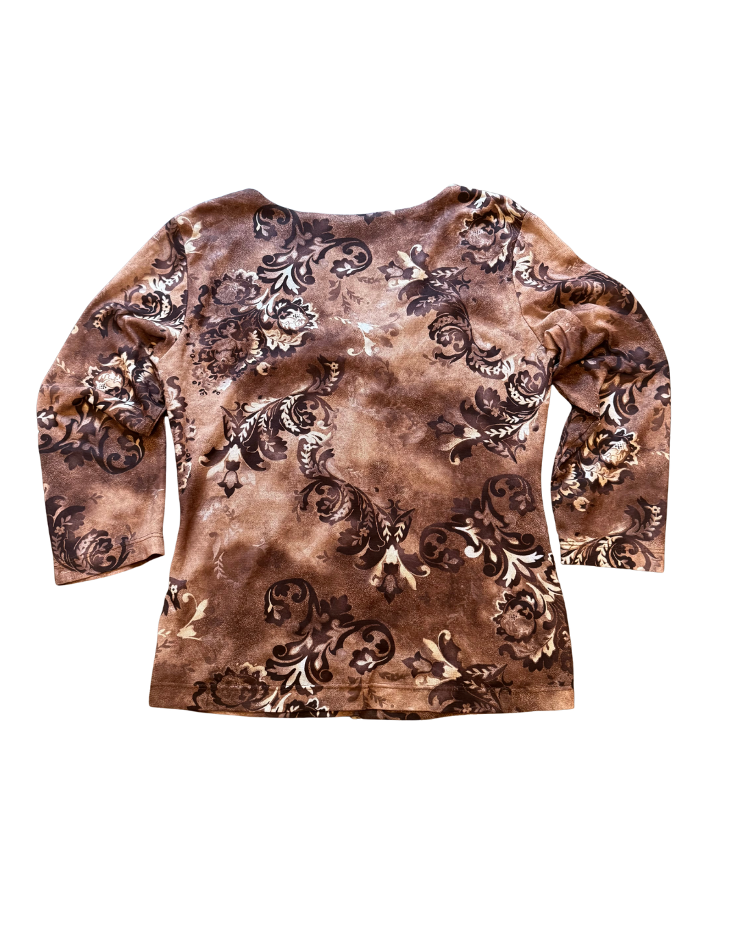 Brown Quarter Sleeve Paisley Top - Medium