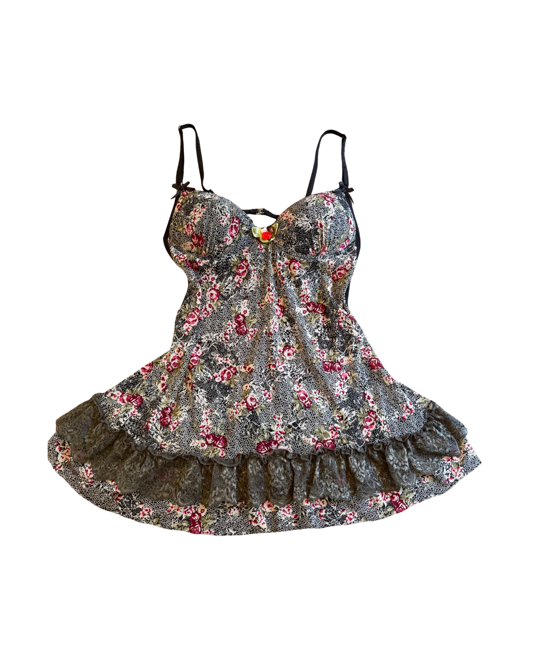 Euro Cheetah Floral Corset Top - S/M