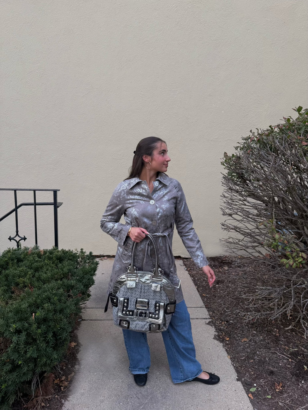 "Via Spiga" Silver Cheetah Trench - XS