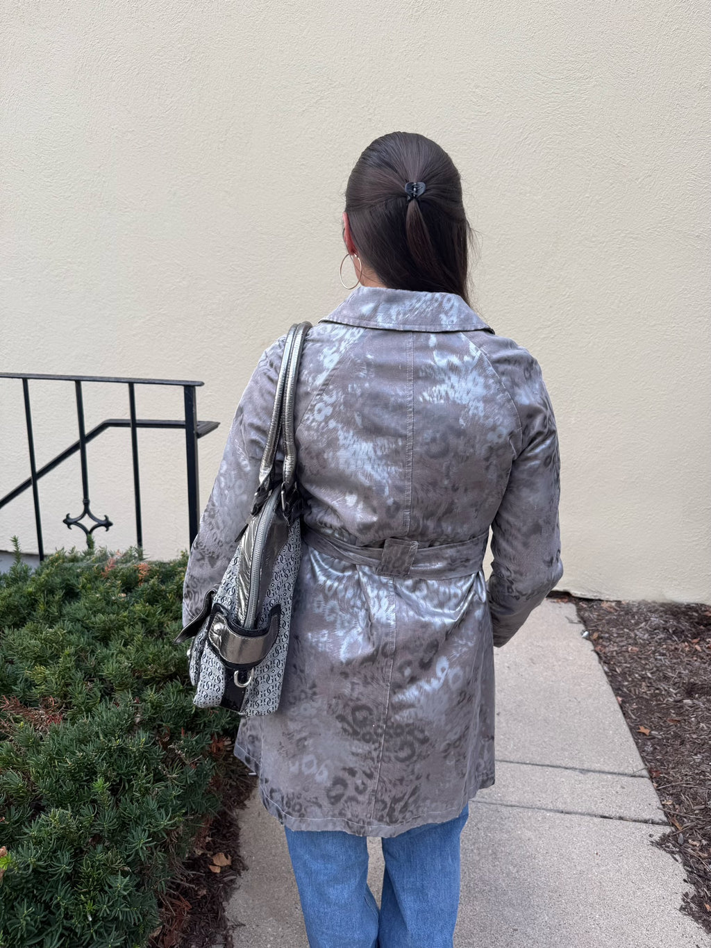 "Via Spiga" Silver Cheetah Trench - XS