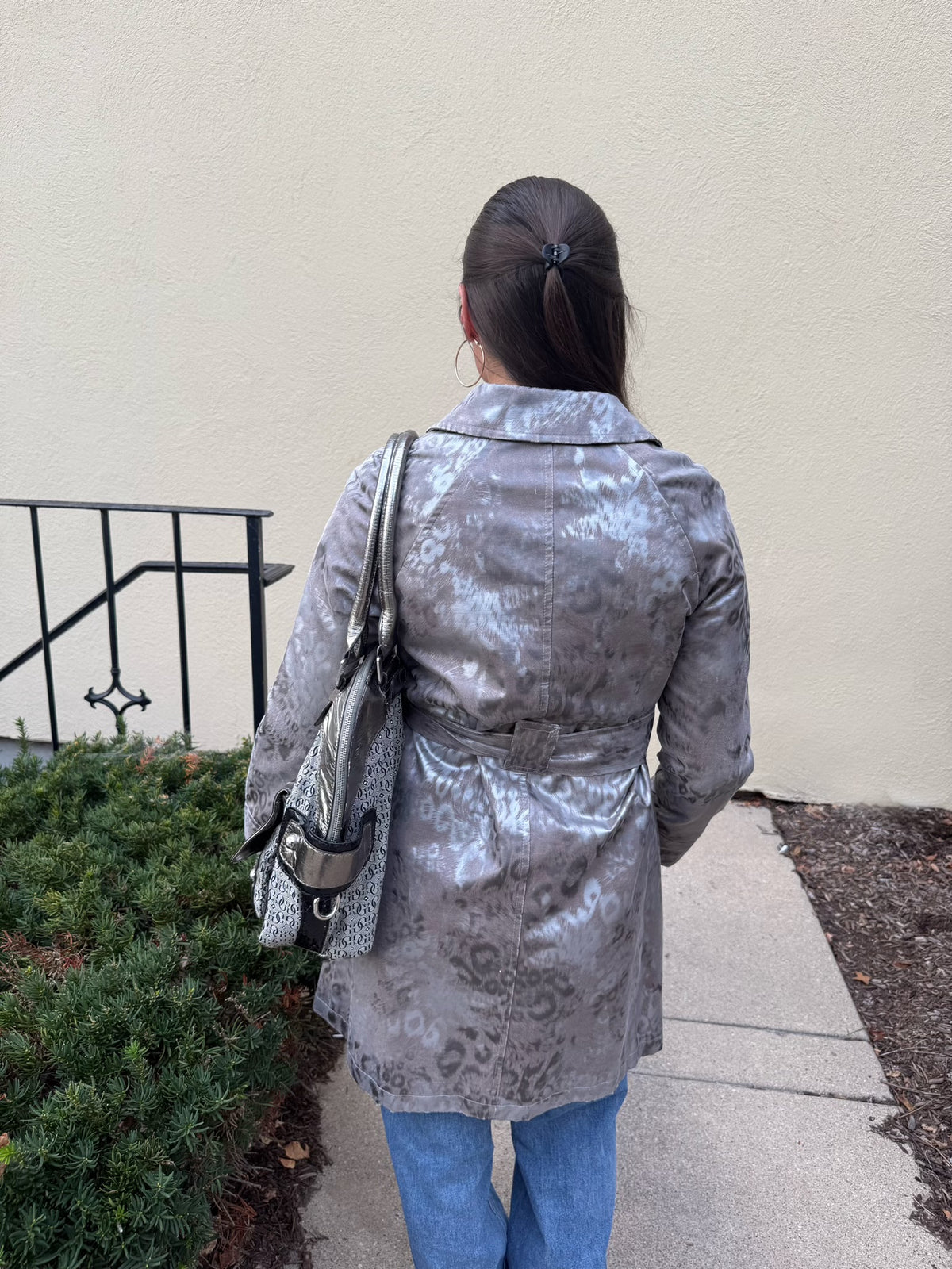 "Via Spiga" Silver Cheetah Trench - XS