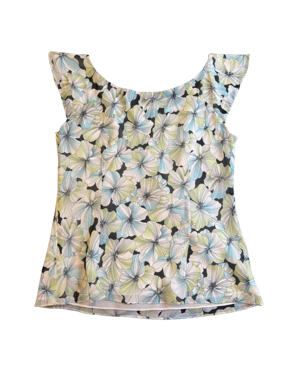 Fitted Cap Sleeve Floral Tank - XS