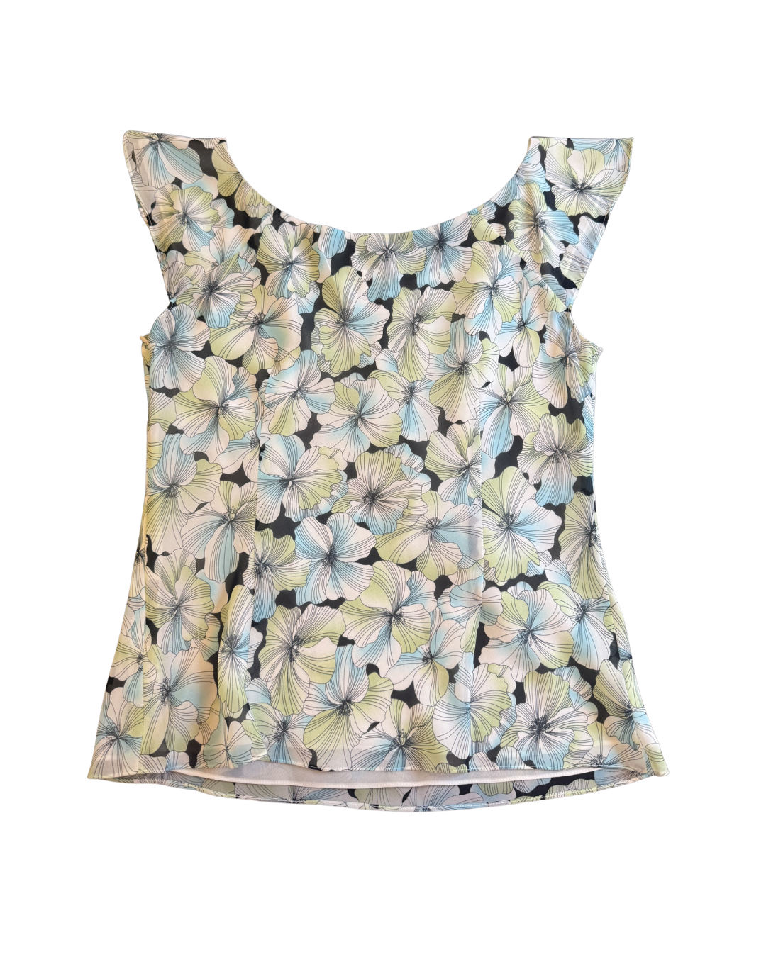 Fitted Cap Sleeve Floral Tank - XS