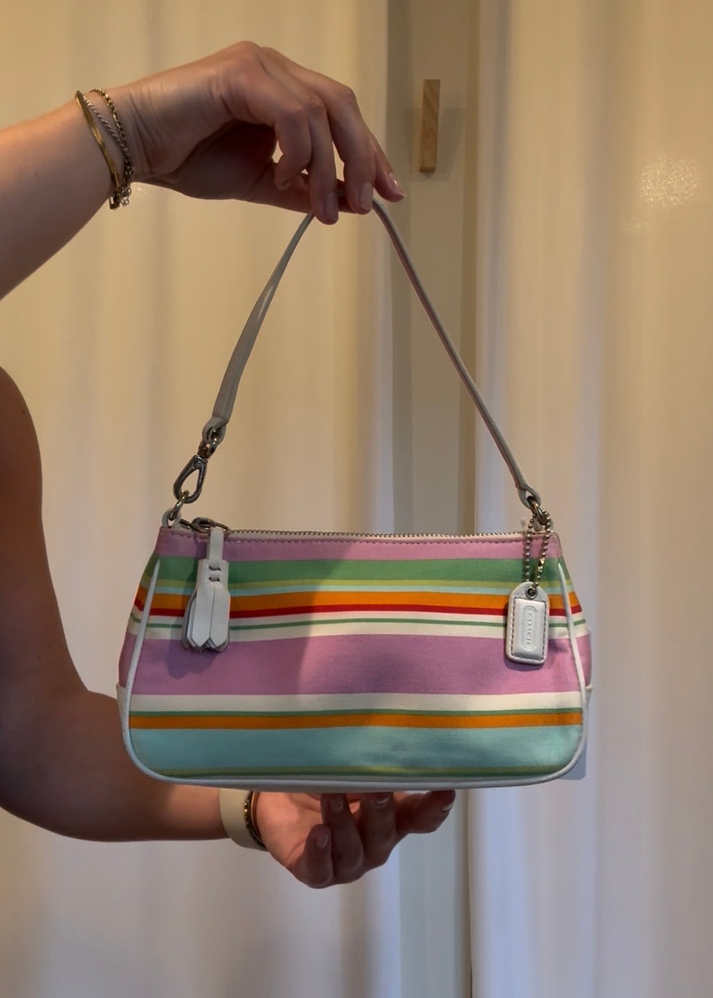 Coach 2006 Hamptons Stripe Mini Shoulder Bag