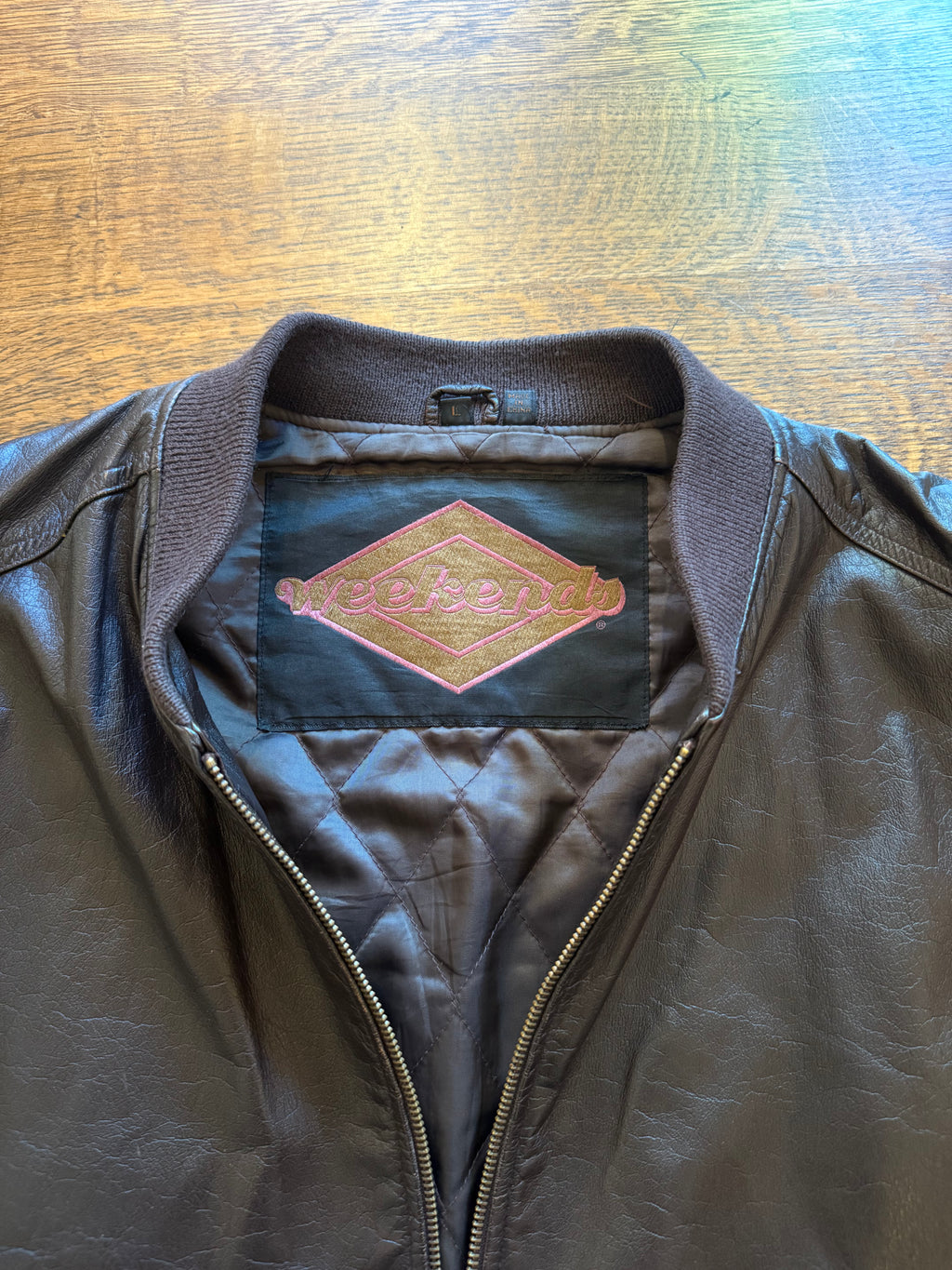 "Weekends" Leather Bomber Jacket - Large