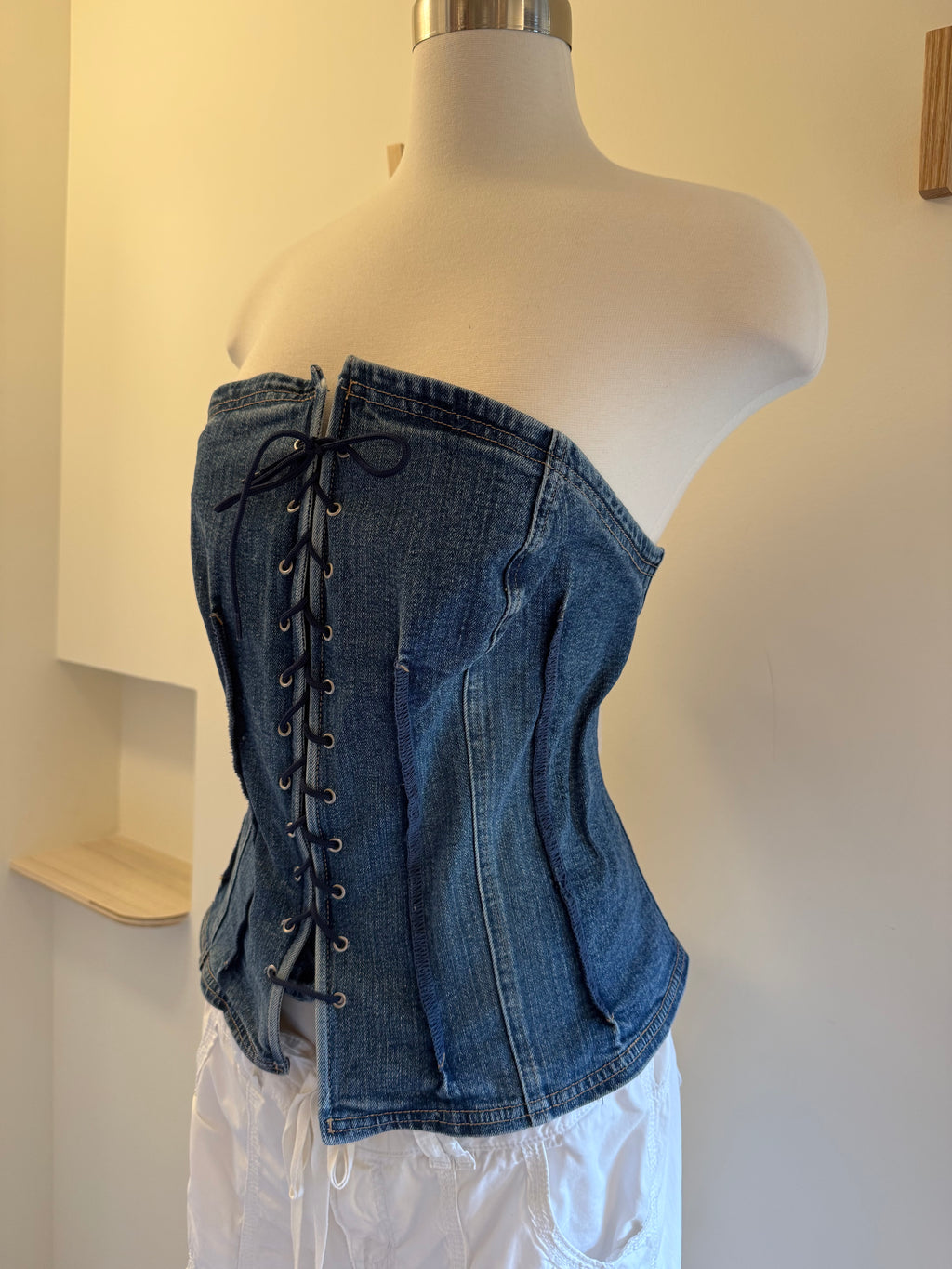 Denim Lace Up Corset - XL/XXL