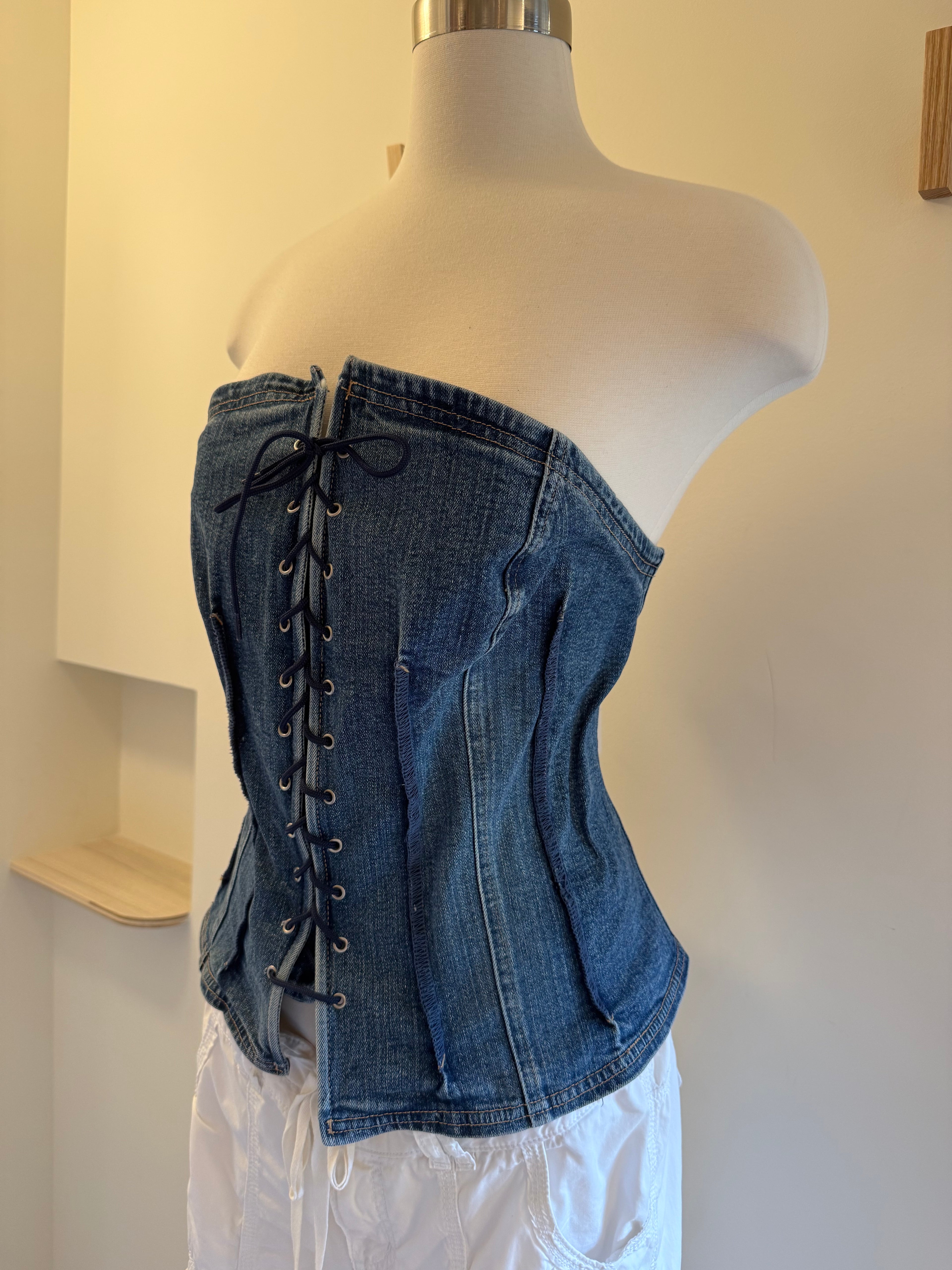 Denim Lace Up Corset - XL/XXL