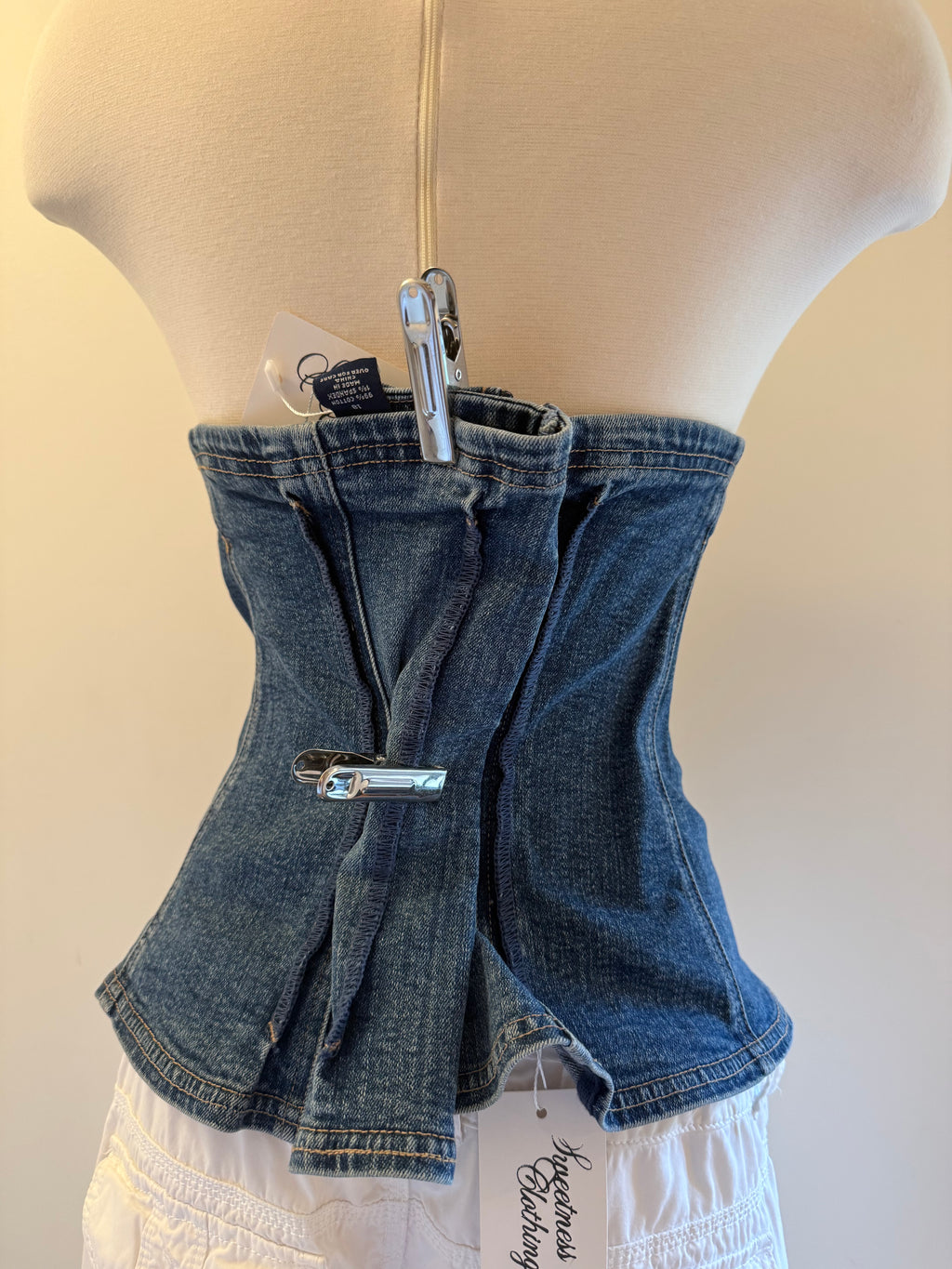 Denim Lace Up Corset - XL/XXL