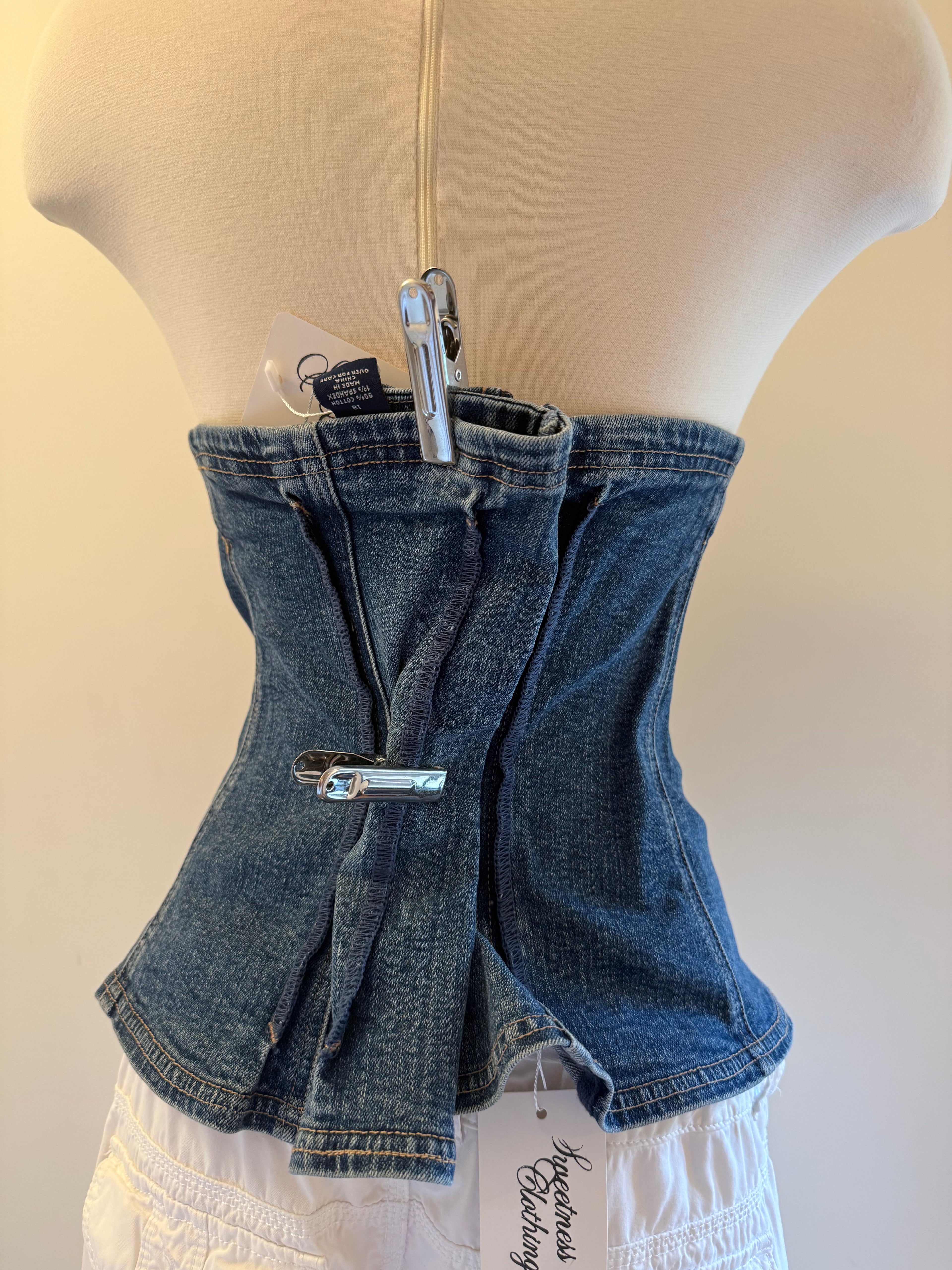 Denim Lace Up Corset - XL/XXL