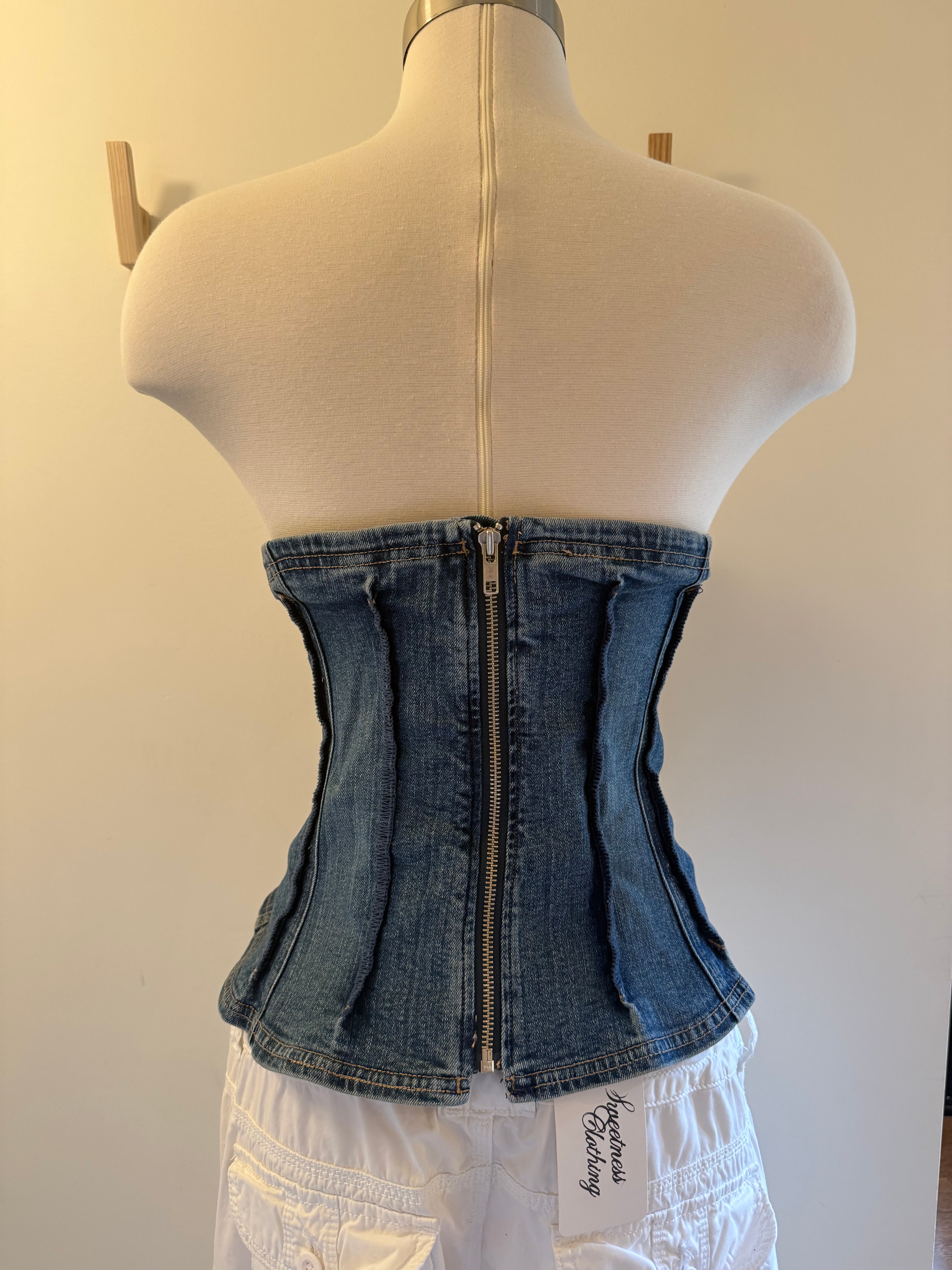 Denim Lace Up Corset - XL/XXL