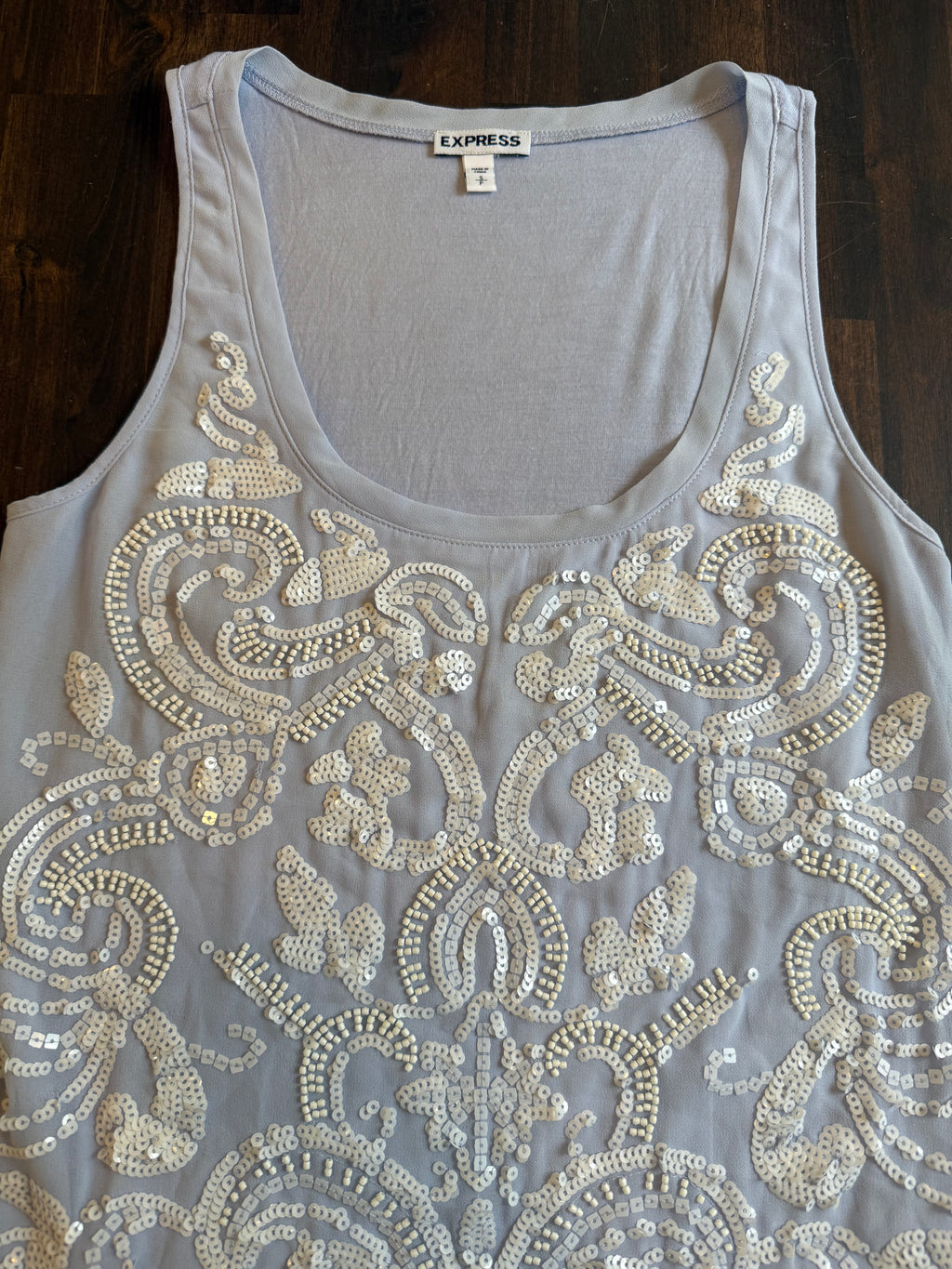 Baby Blue Sequin Tank - Small