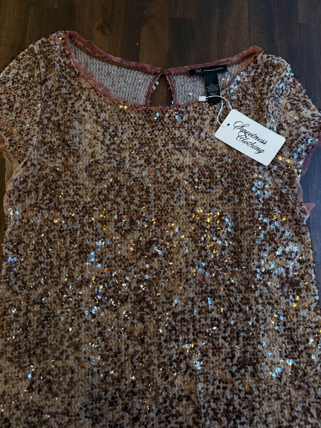 Sequin Brown and Tan Top - Large