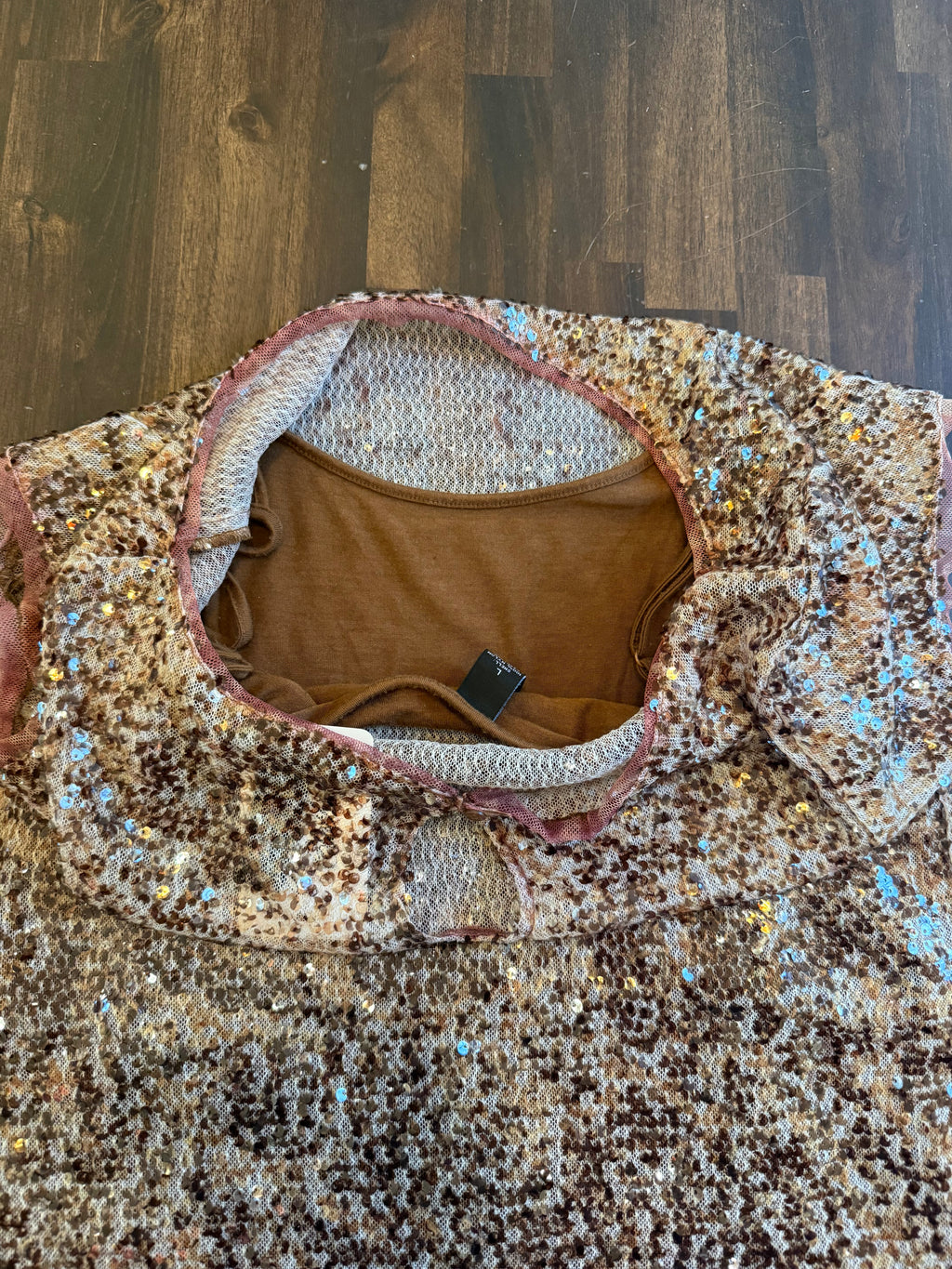 Sequin Brown and Tan Top - Large