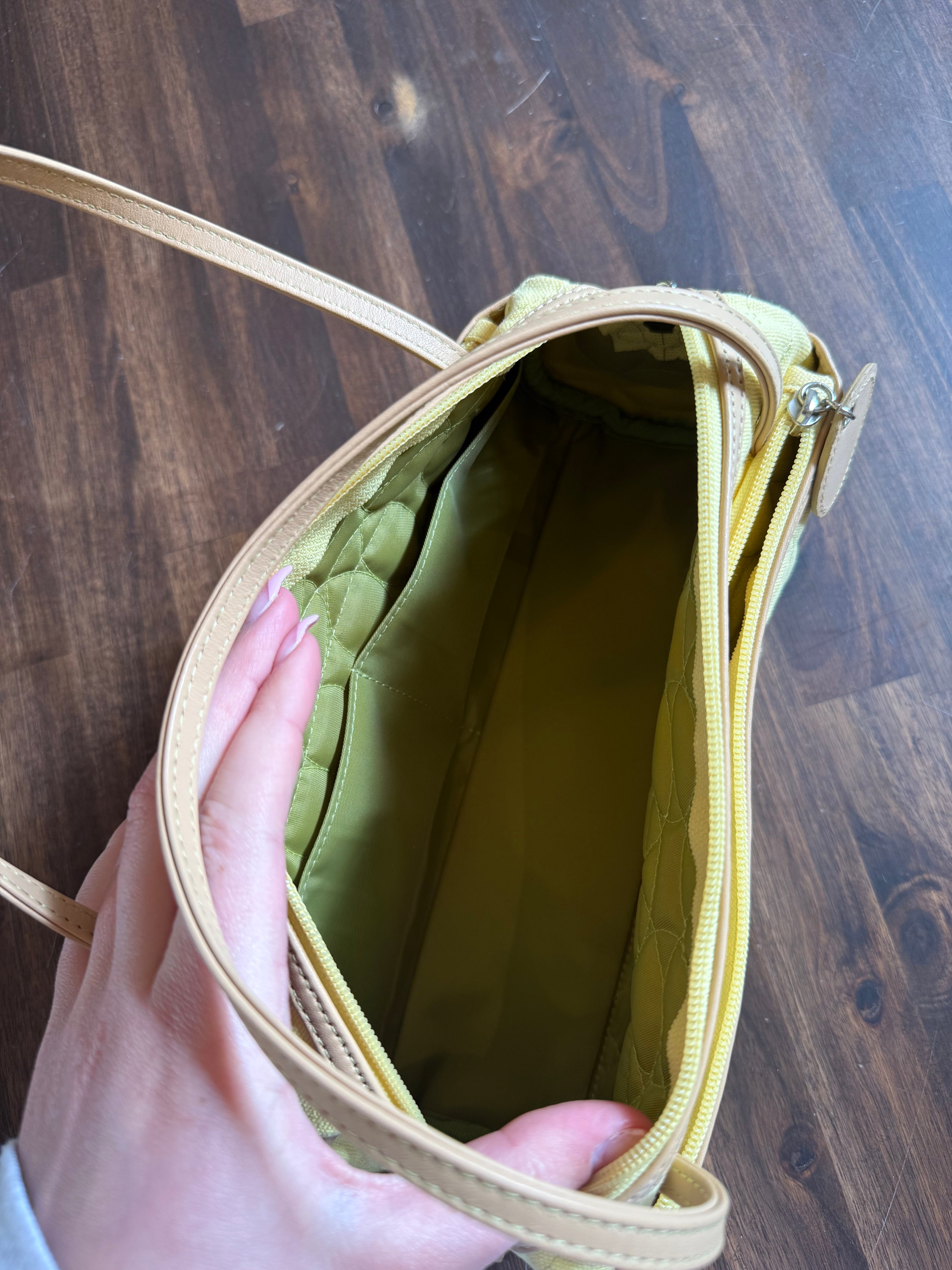 Quilted Yellow Shoulder Bag