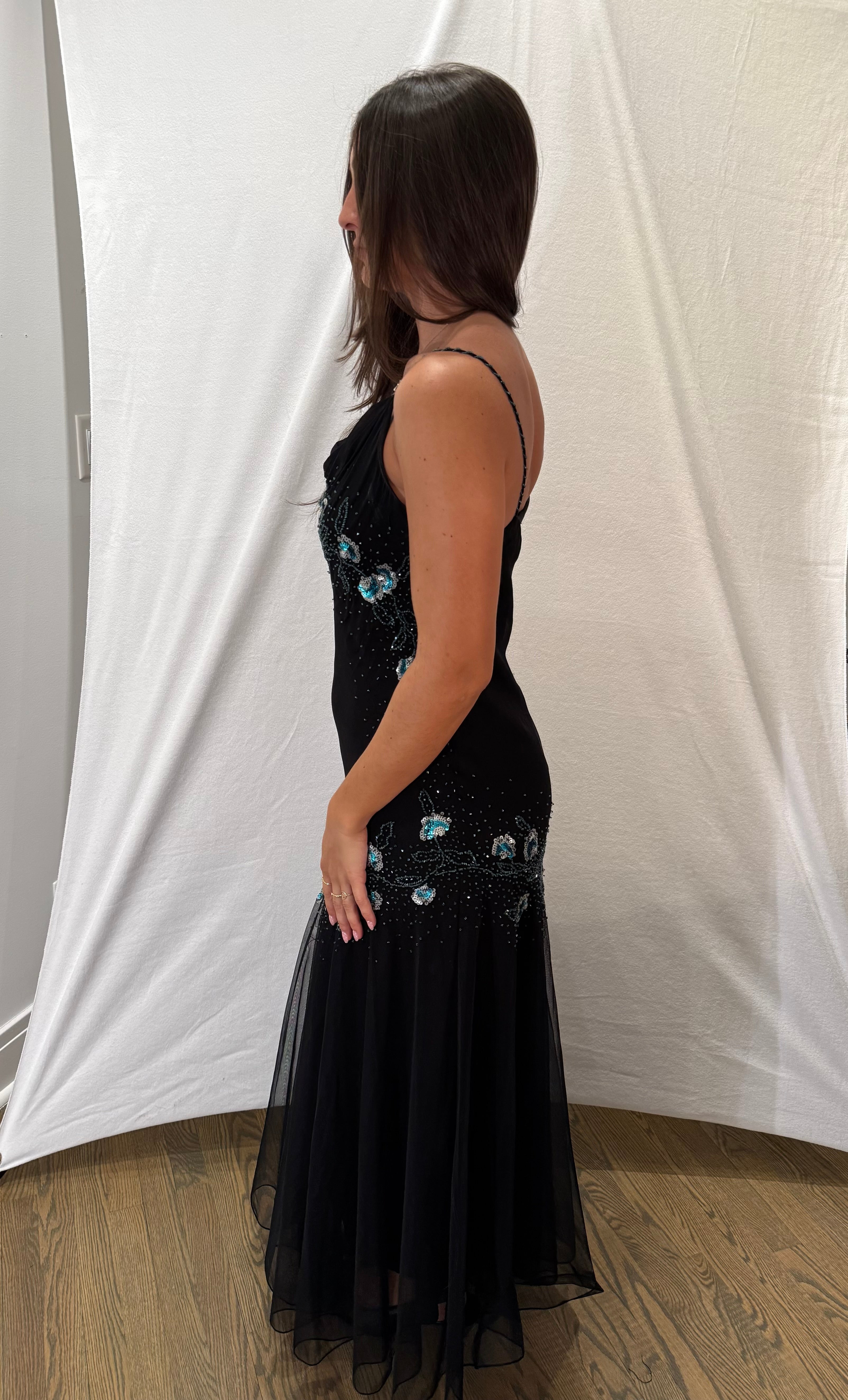 Vintage Xscape Silk Beaded & Sequin Dress - 12P