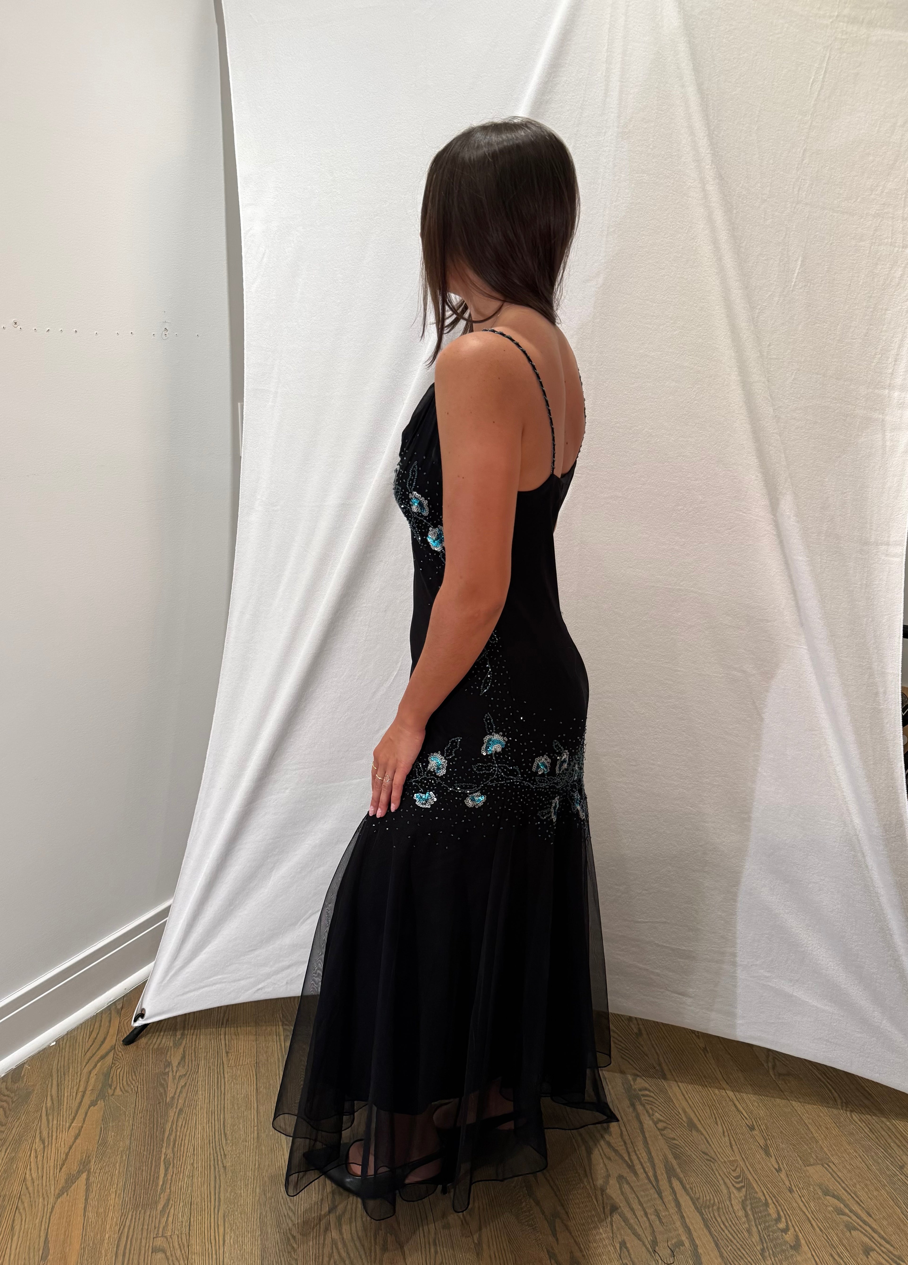 Vintage Xscape Silk Beaded & Sequin Dress - 12P