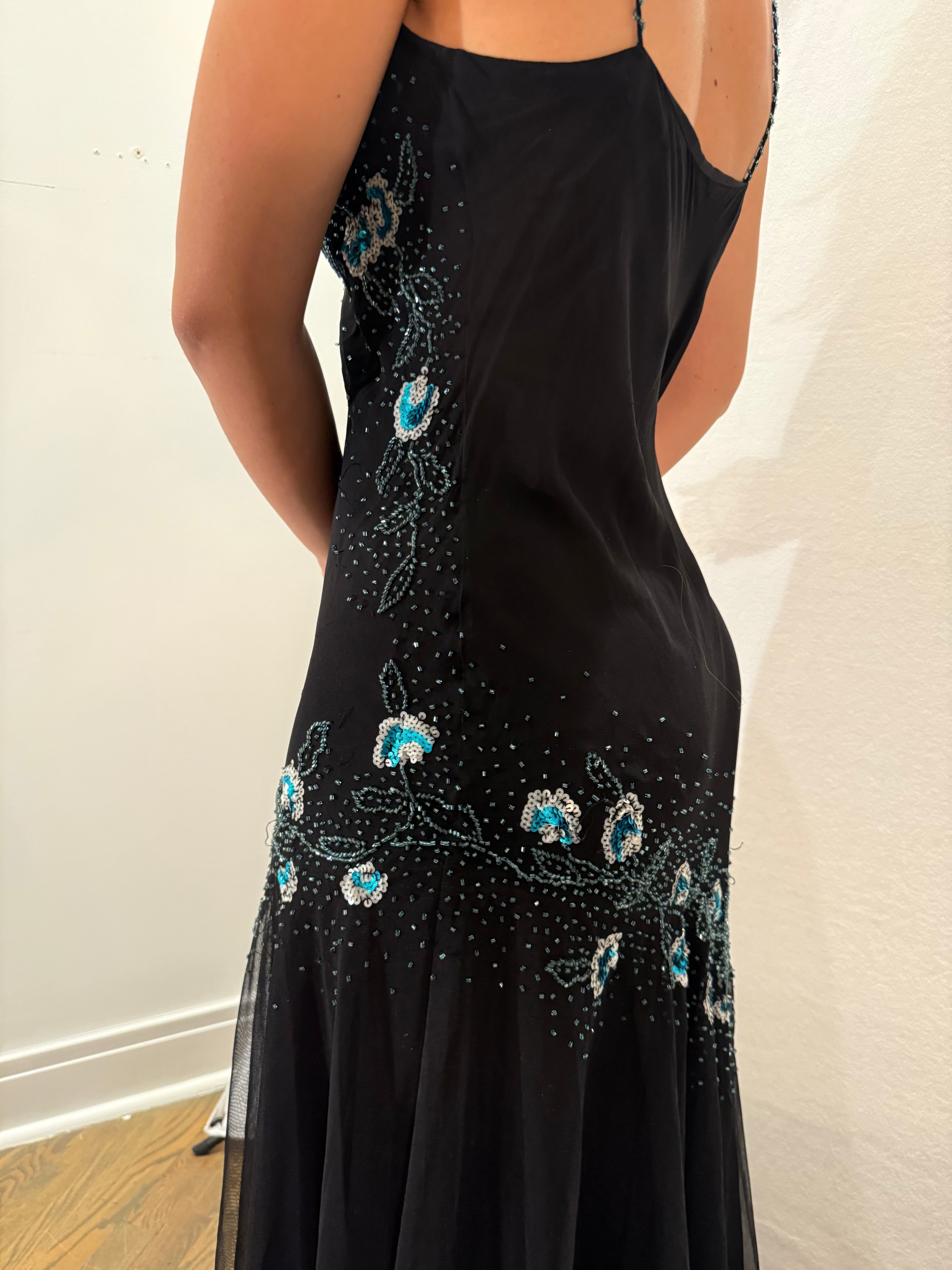 Vintage Xscape Silk Beaded & Sequin Dress - 12P