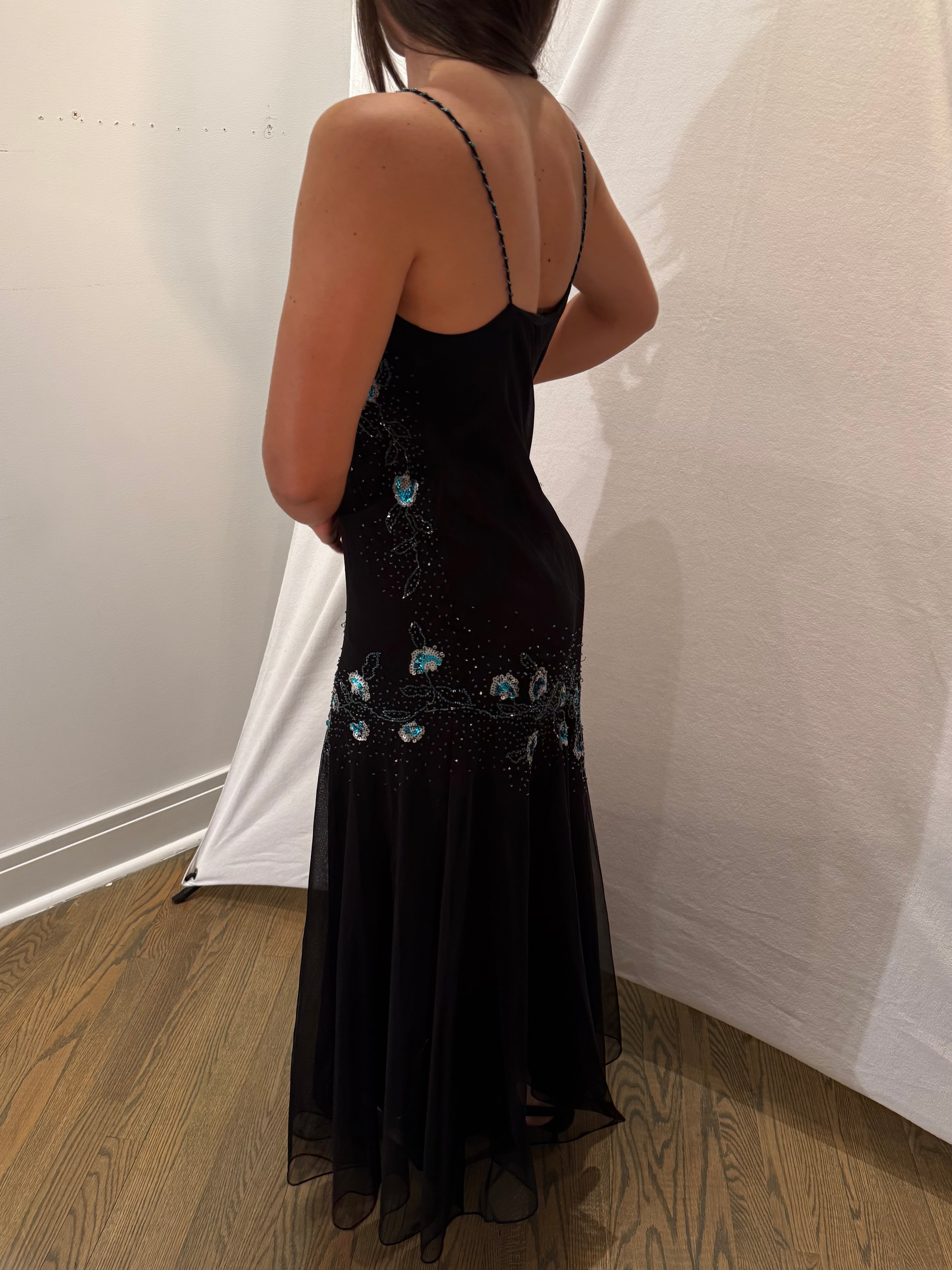 Vintage Xscape Silk Beaded & Sequin Dress - 12P