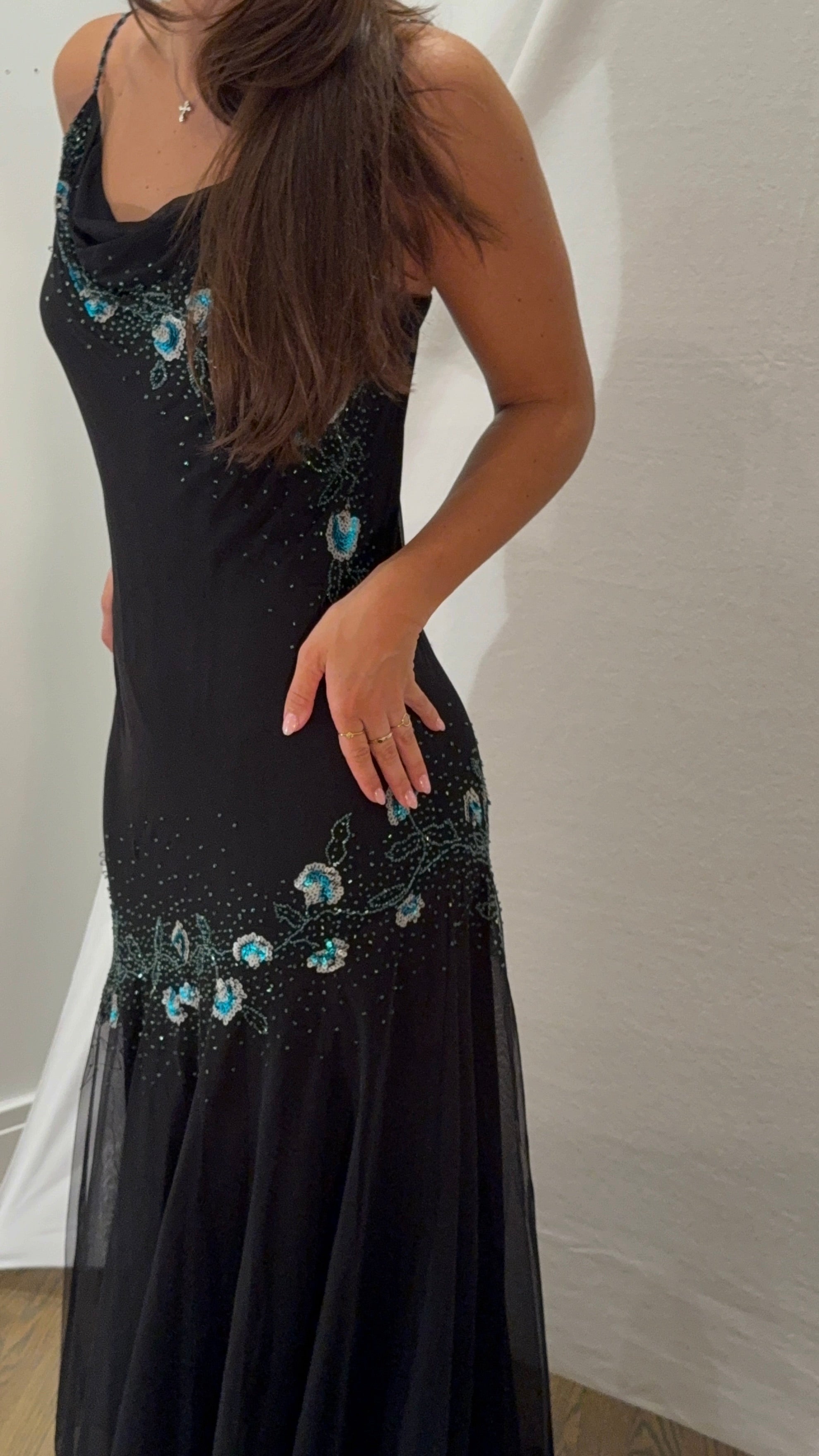 Vintage Xscape Silk Beaded & Sequin Dress - 12P
