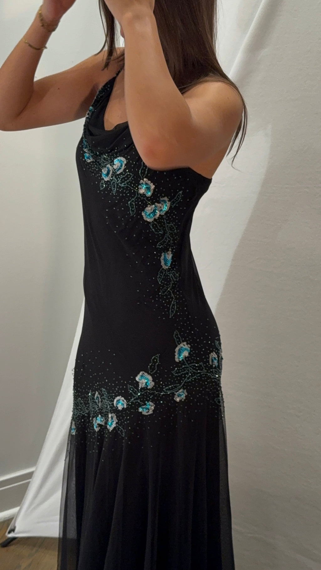 Vintage Xscape Silk Beaded & Sequin Dress - 12P