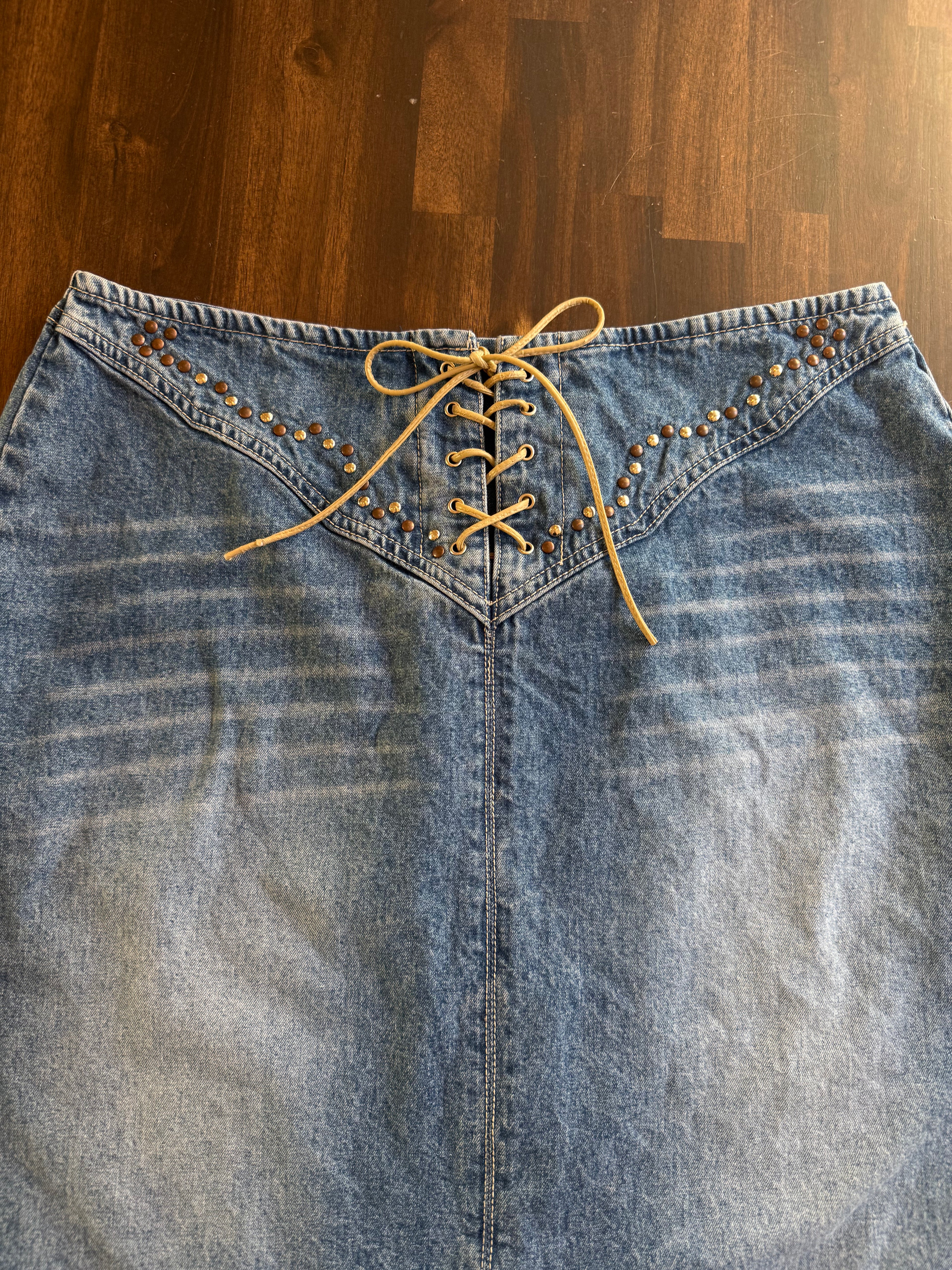 Lace Up Studded Skirt - Size 12